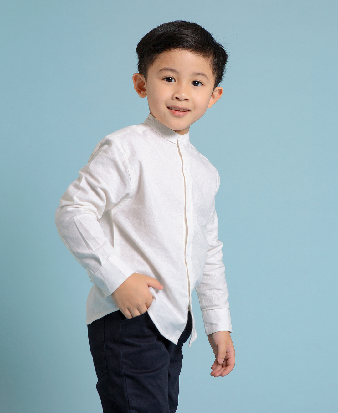 Albie Shirt Kids (Navy,Broken White,Tan)
