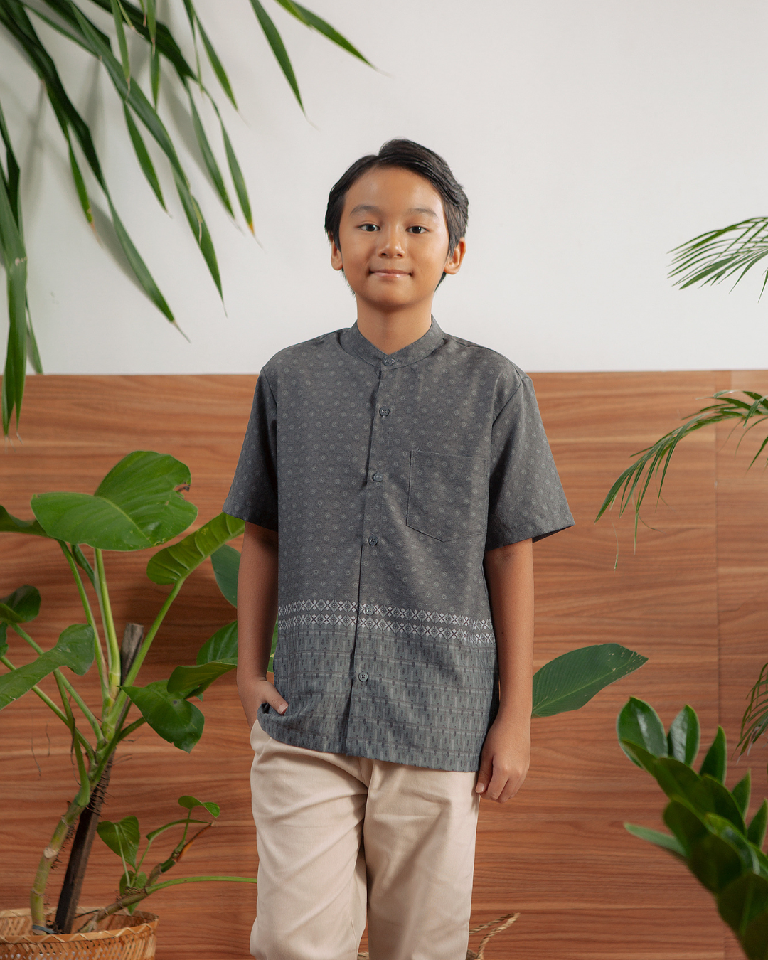 Delisha Shirt Kids (Charcoal,Khaki)