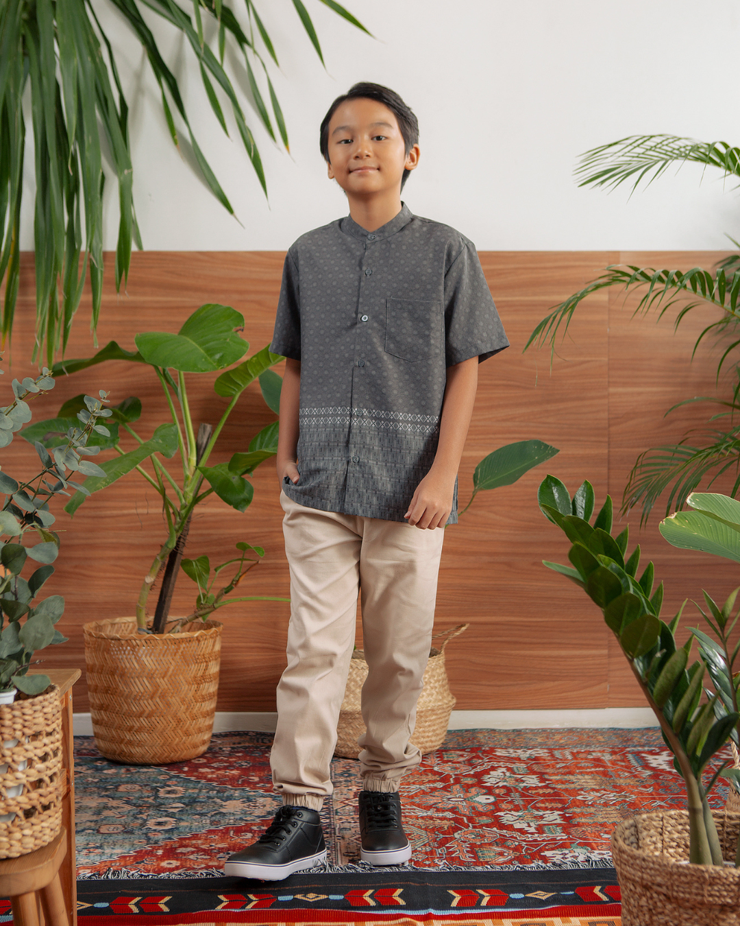 Delisha Shirt Kids (Charcoal,Khaki)