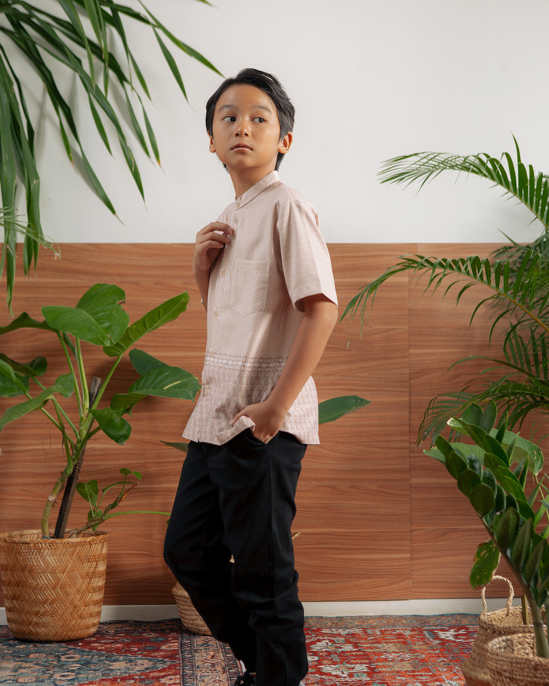 Delisha Shirt Kids (Charcoal,Khaki)
