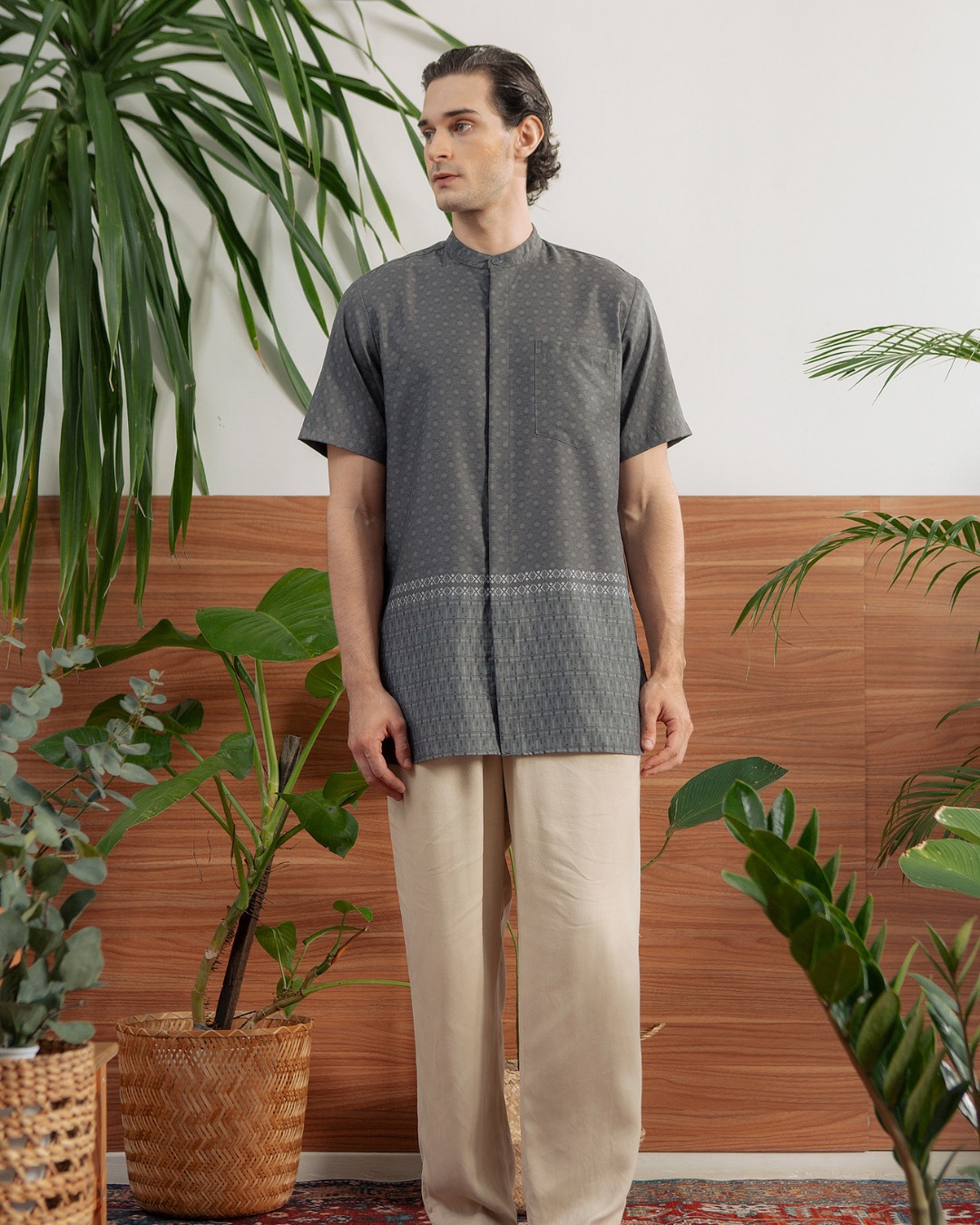Delisha Shirt Man  (Charcoal,Khaki)
