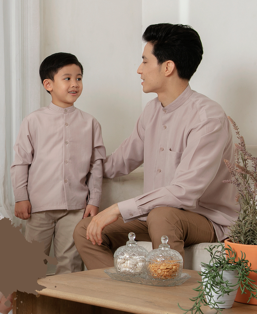 Zaida shirt Dad & Kids (Sand,Taupe,Black)