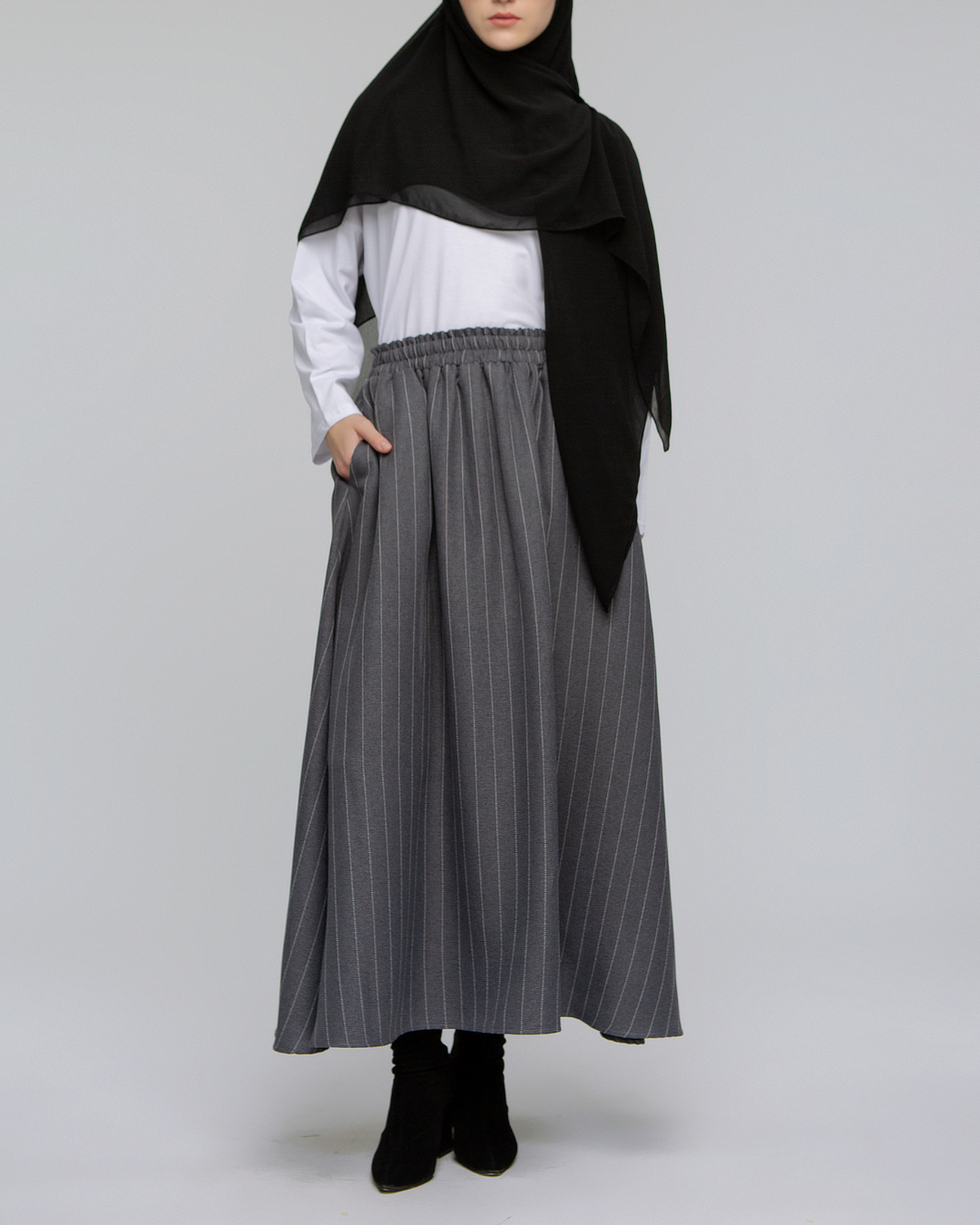 Maia Skirt Stripped (Black, Rich Brown, Cool Grey)