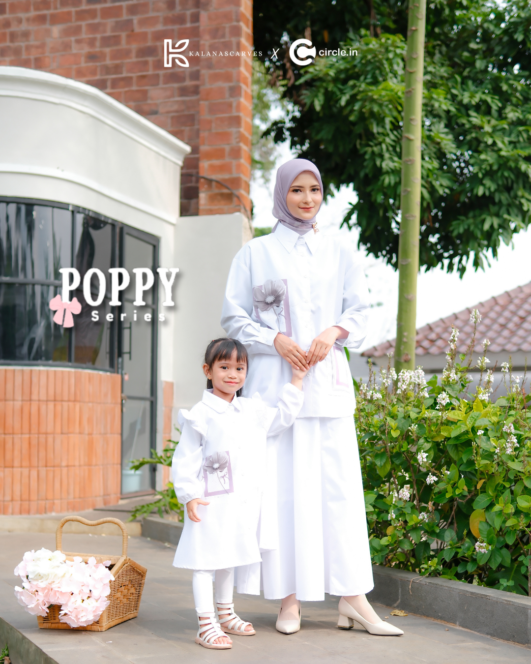 Kalana Scarves x Circle In Poppy Midi Dress White Lavender