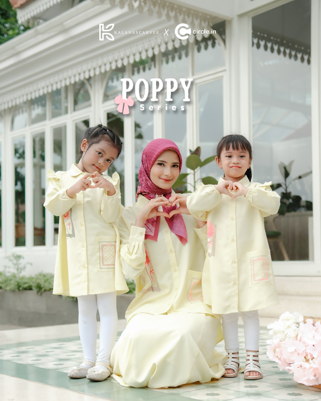 Kalana Scarves x Circle In Poppy Midi Dress Yellow Haze