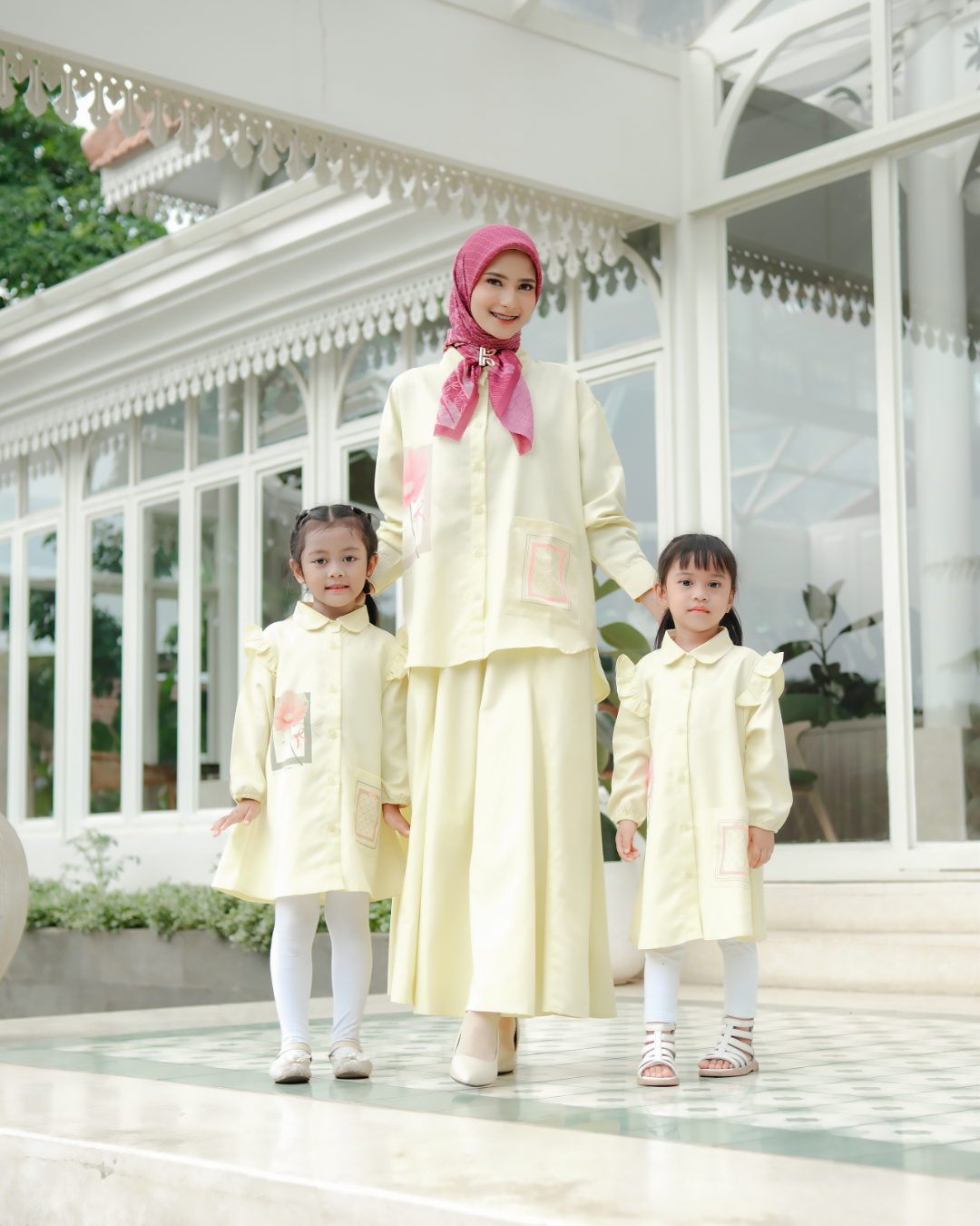 Kalana Scarves x Circle In Poppy Midi Dress Yellow Haze