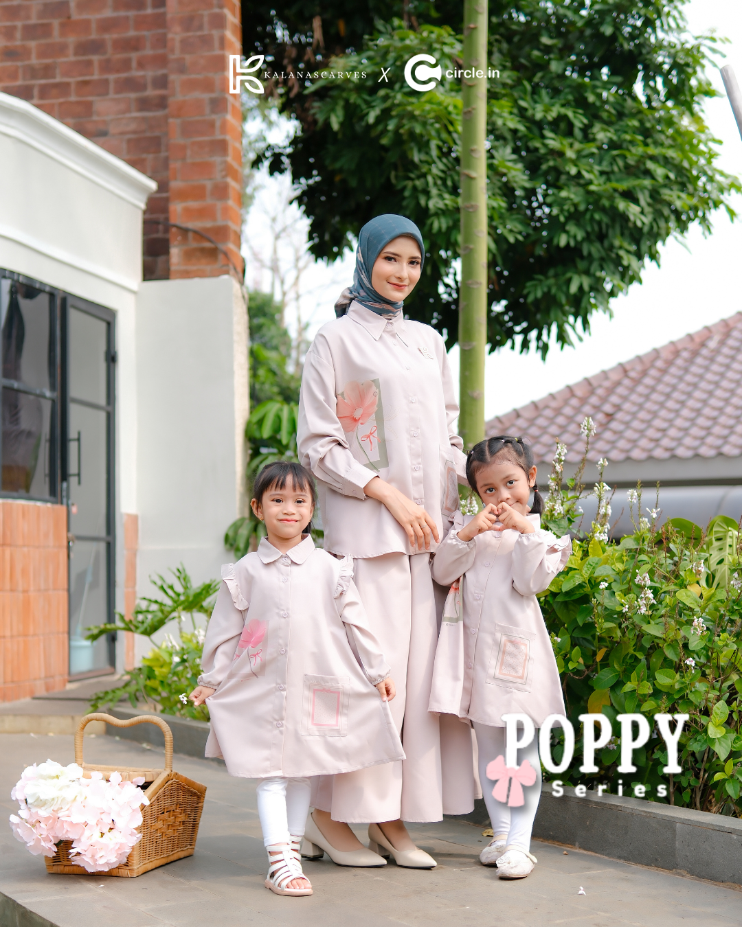 Kalana Scarves x Circle In Poppy Series Pastel Khaki