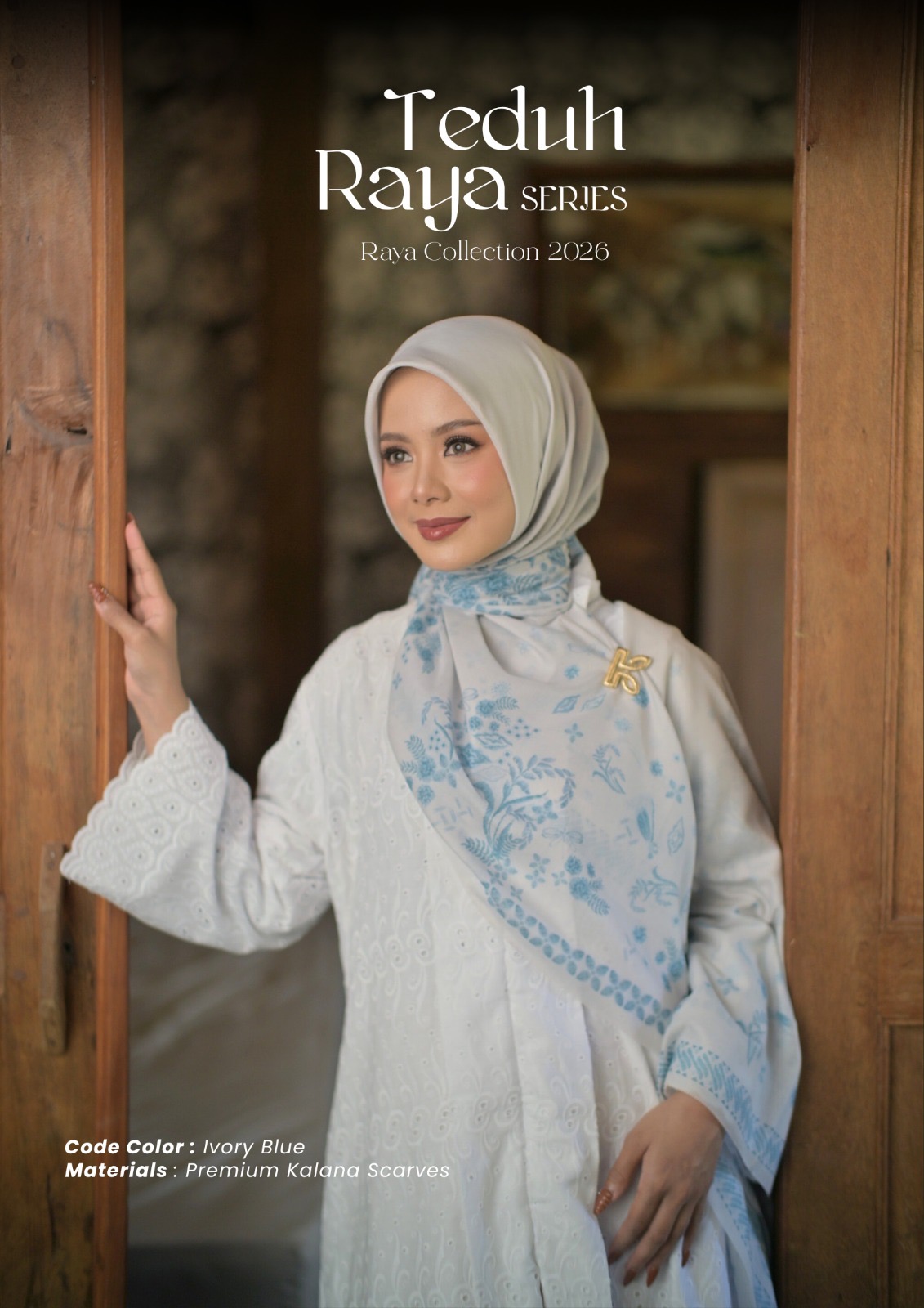 Teduh Series Signature Scarf - Ivory Blue