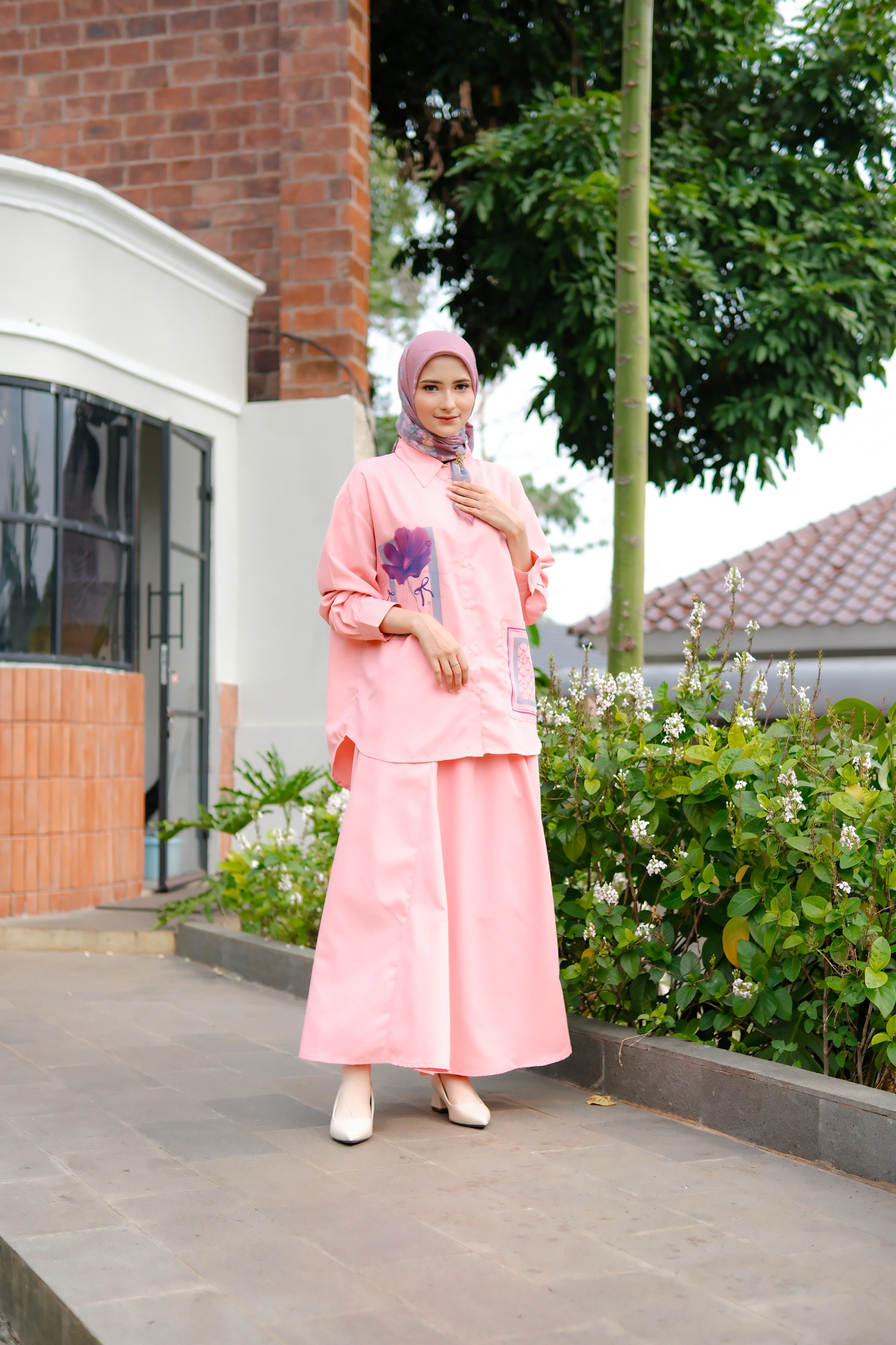 Kalana Scarves x Circle In Poppy One Set Pink Coral