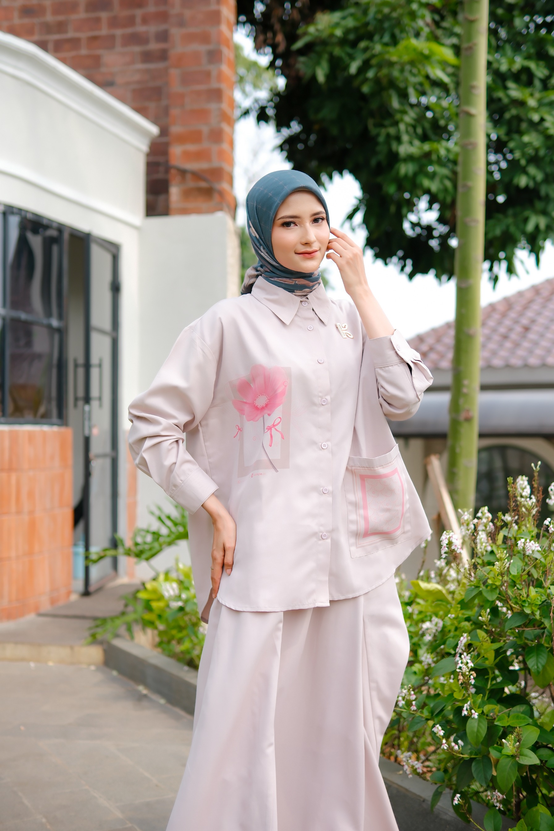 Kalana Scarves x Circle In Poppy Series Pastel Khaki
