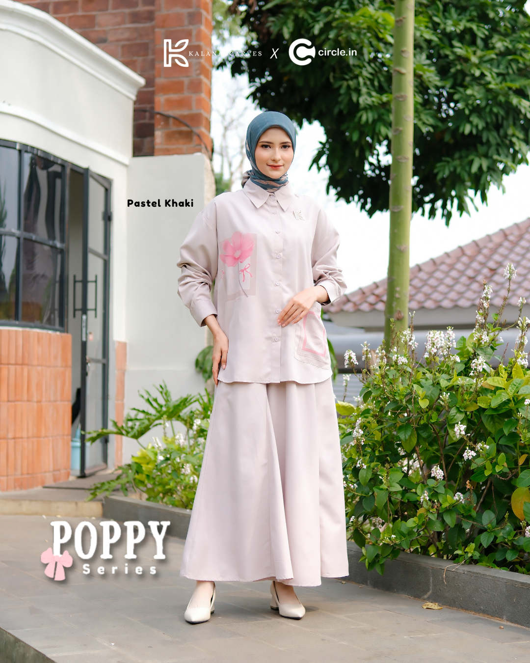 Kalana Scarves x Circle In Poppy Series Pastel Khaki