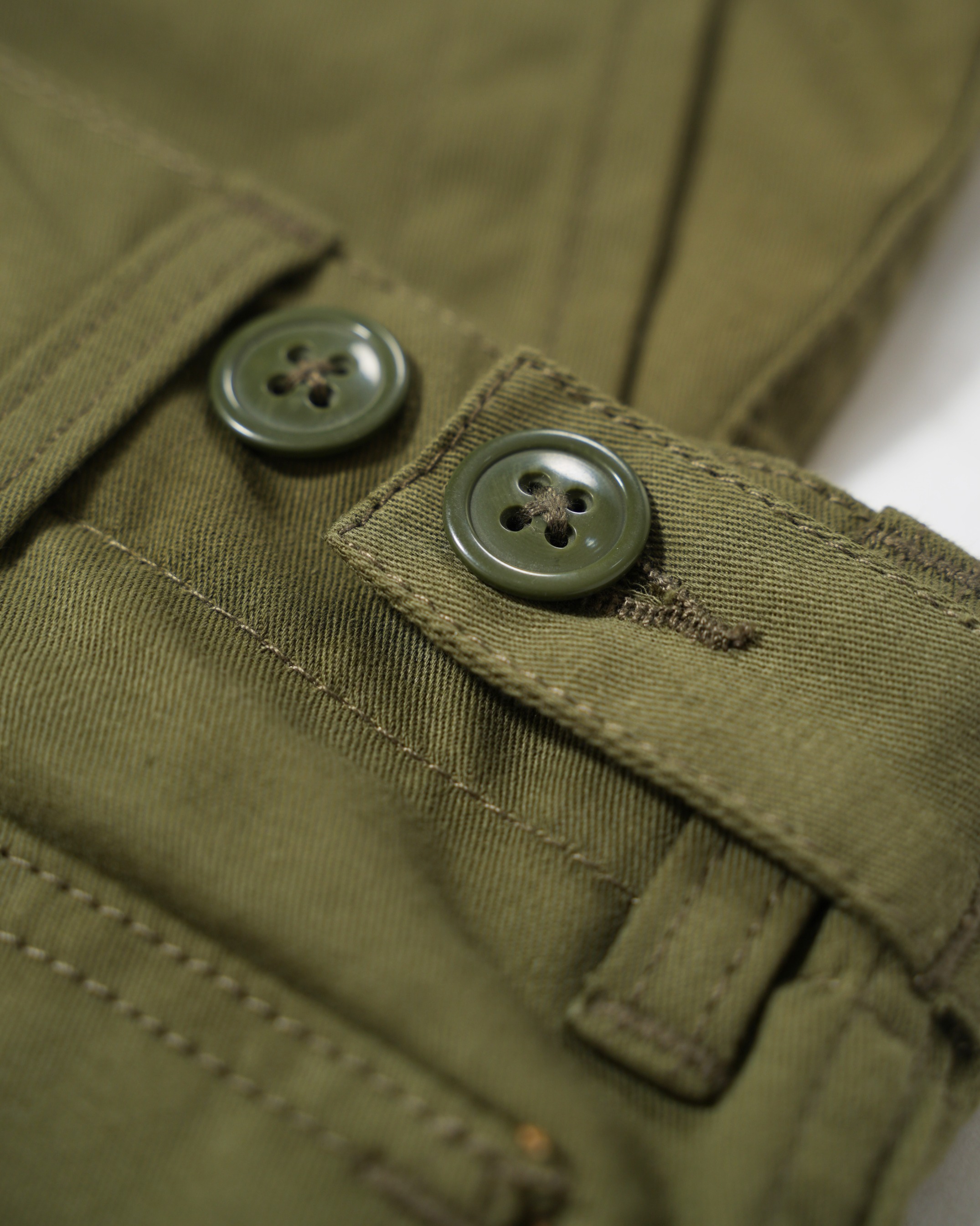 Vintage Military Fatigue Pants Olive Green Regular Fit