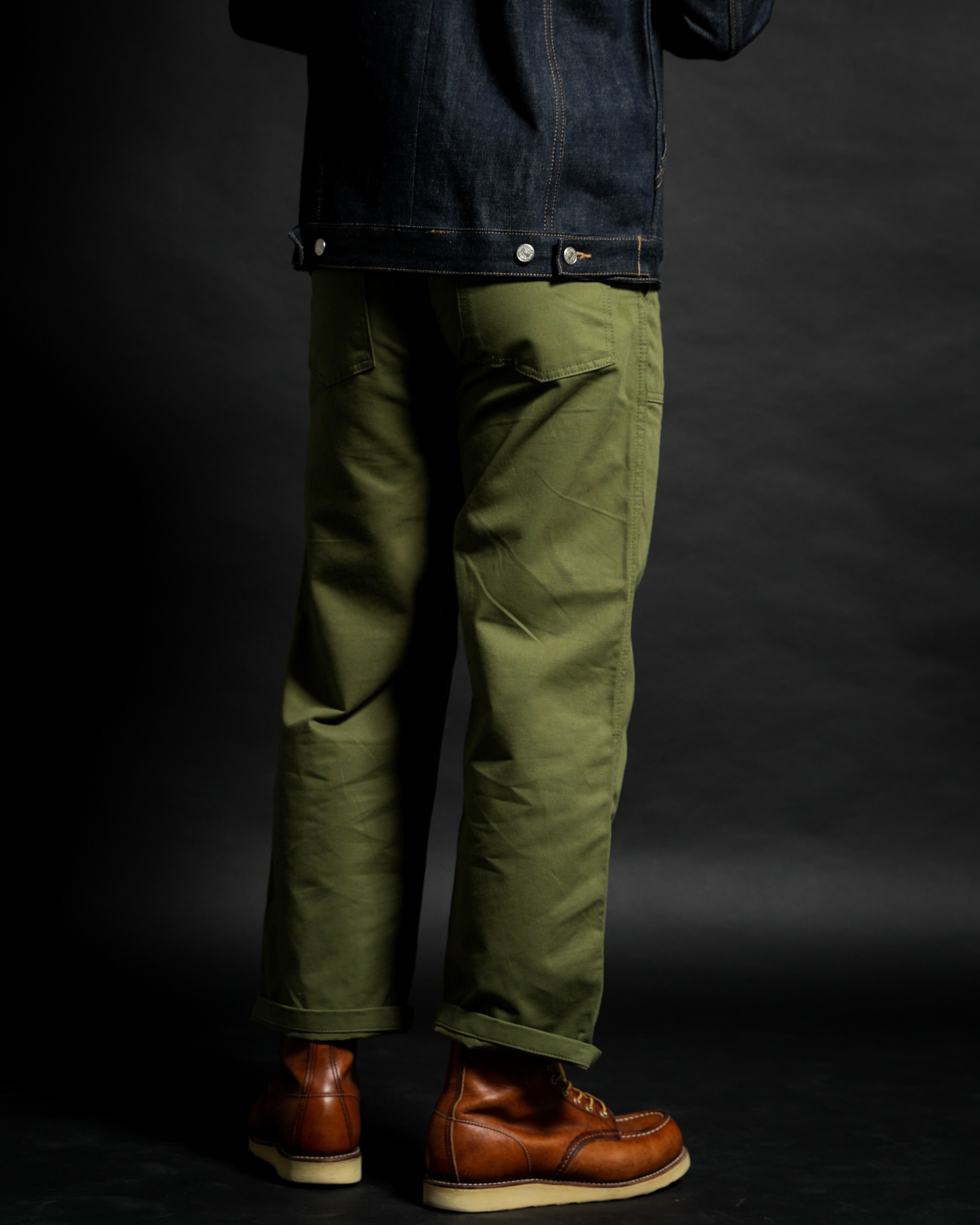 Vintage Military Fatigue Pants Olive Green Regular Fit