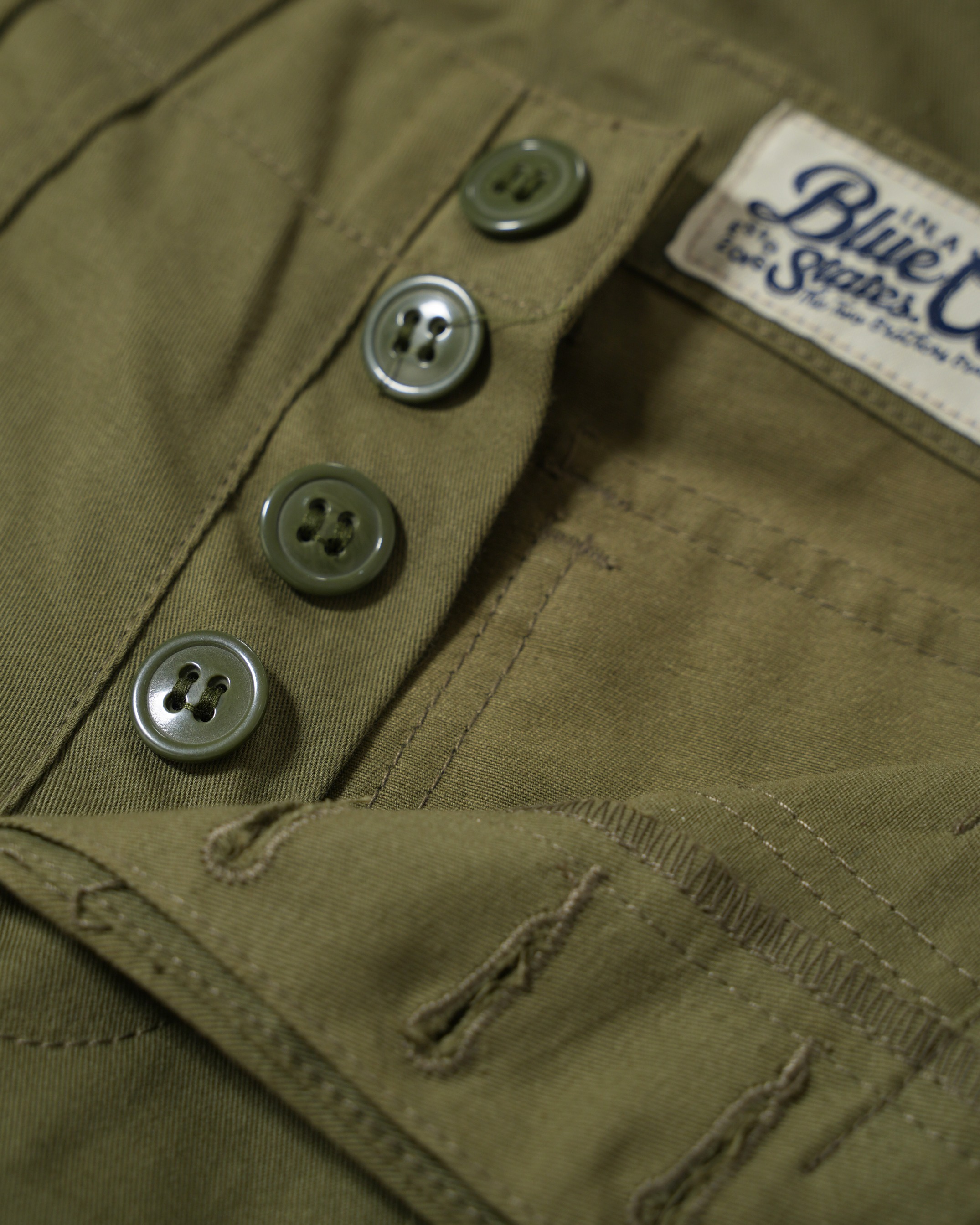 Vintage Military Fatigue Pants Olive Green Regular Fit