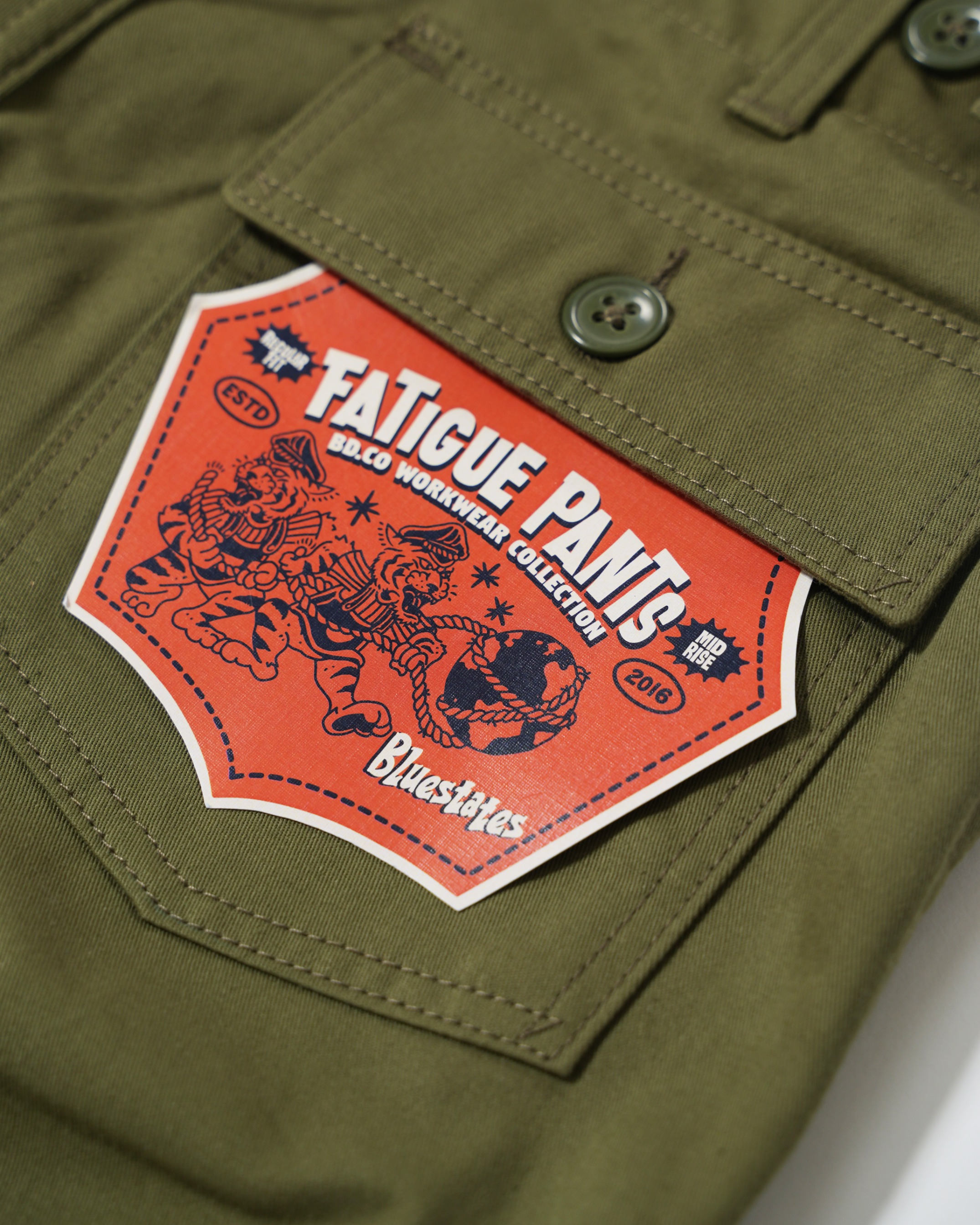 Vintage Military Fatigue Pants Olive Green Regular Fit