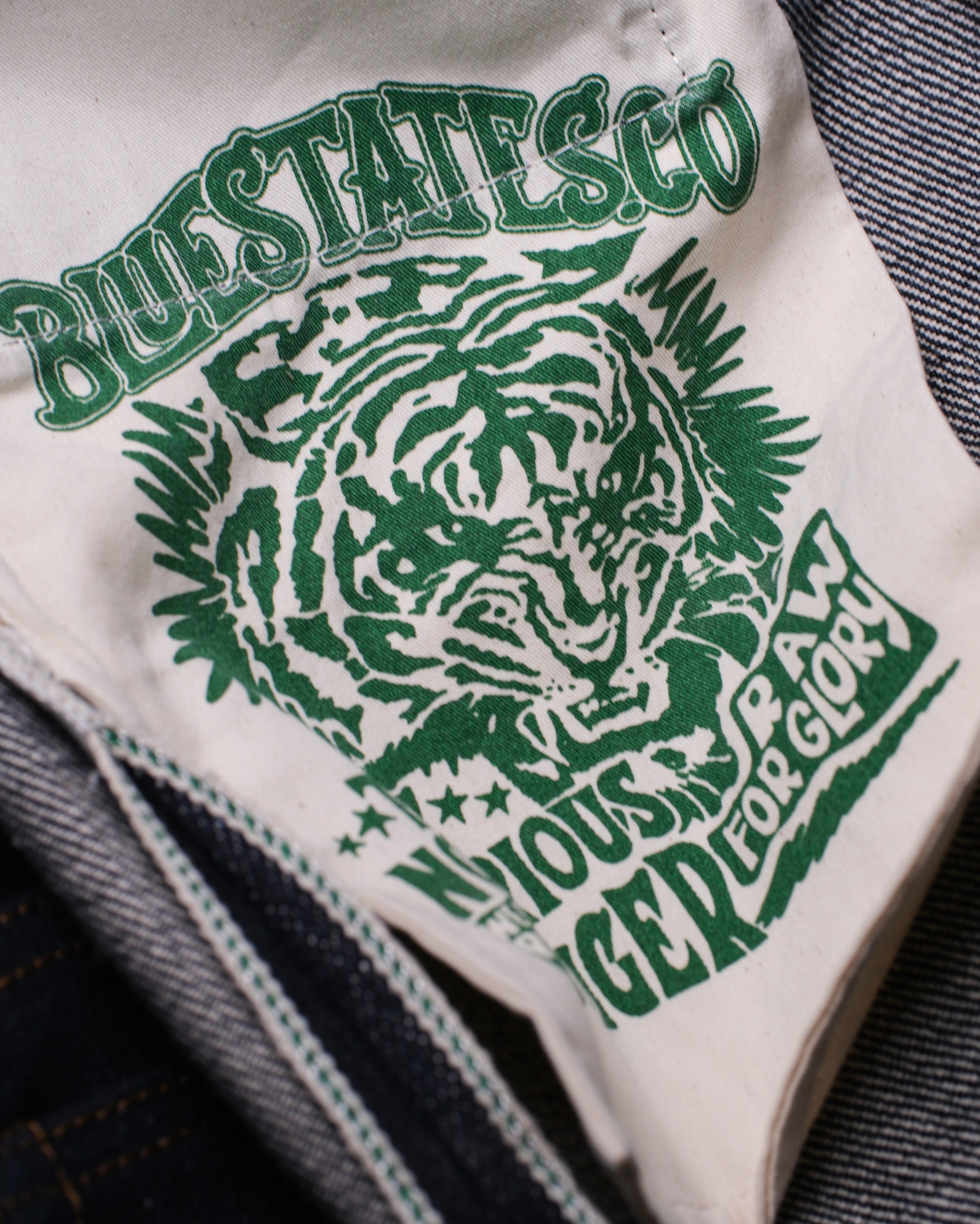 Bluestates 22oz Heavyweight Denim Selvedge Pants - Extra Deep indigo Notorious Tiger unsanforized Slim Straight jeans