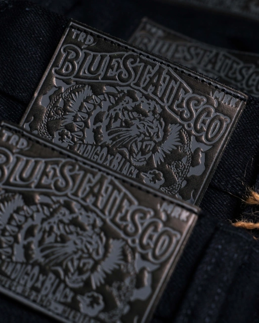Image of Raw Selvedge Denim - Black Jaguar 18.5oz Indigo x Black Weft  unsanforized Slim Straight / Slim Fit Jeans Bluestates