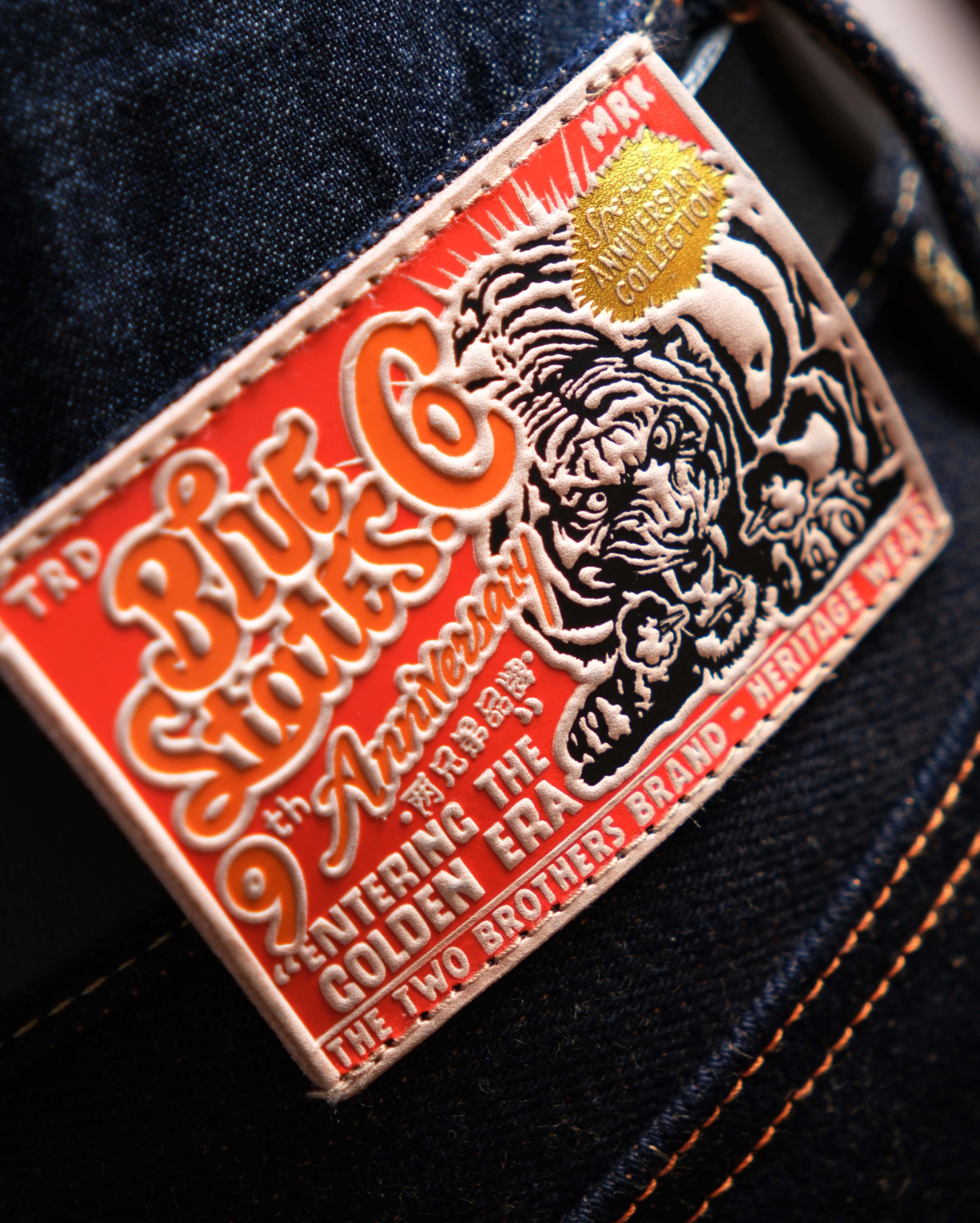 Heavyweight Raw Selvedge Bluestates Denim Pants - 22.5 oz Anniversary Orange Gold Weft unsanforized Slim Straight jeans