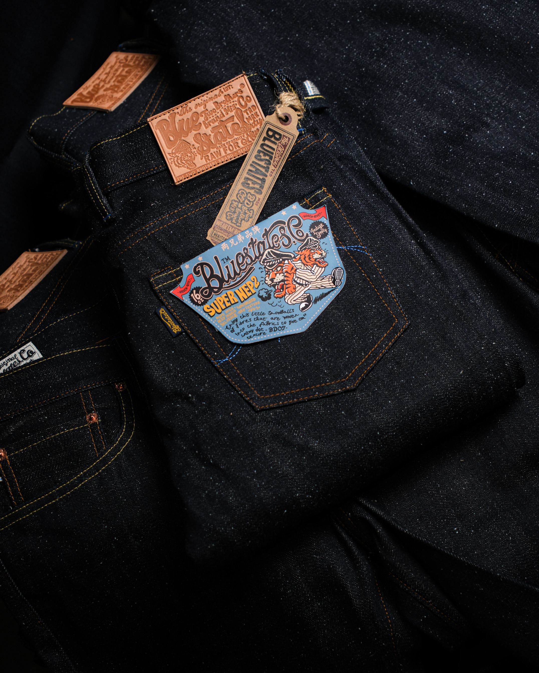 Bluestates Raw Selvedge Denim - SUPER NEP 16 oz Deep Indigo Slim Straight selevdge jeans