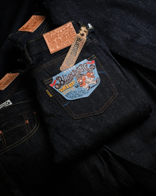 Image of Bluestates Raw Selvedge Denim - SUPER NEP 16 oz Deep Indigo Slim Straight selevdge jeans