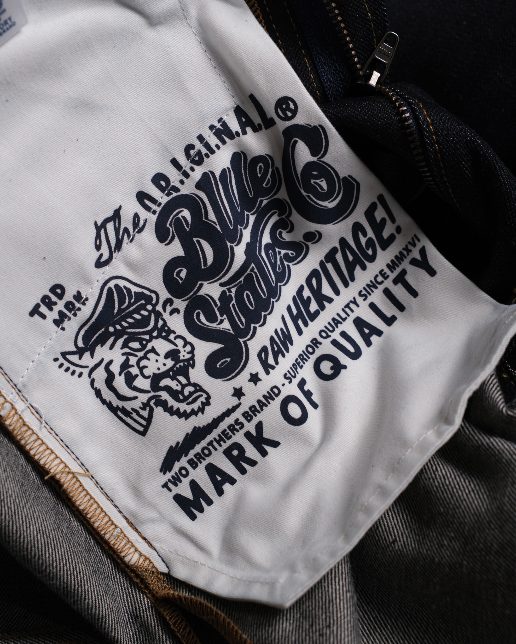 Bluestates Raw Denim - 14.5 oz Lucky Tiger88 deep indigo rope dyed non selvedge sanforized jeans slim straight/slimfit
