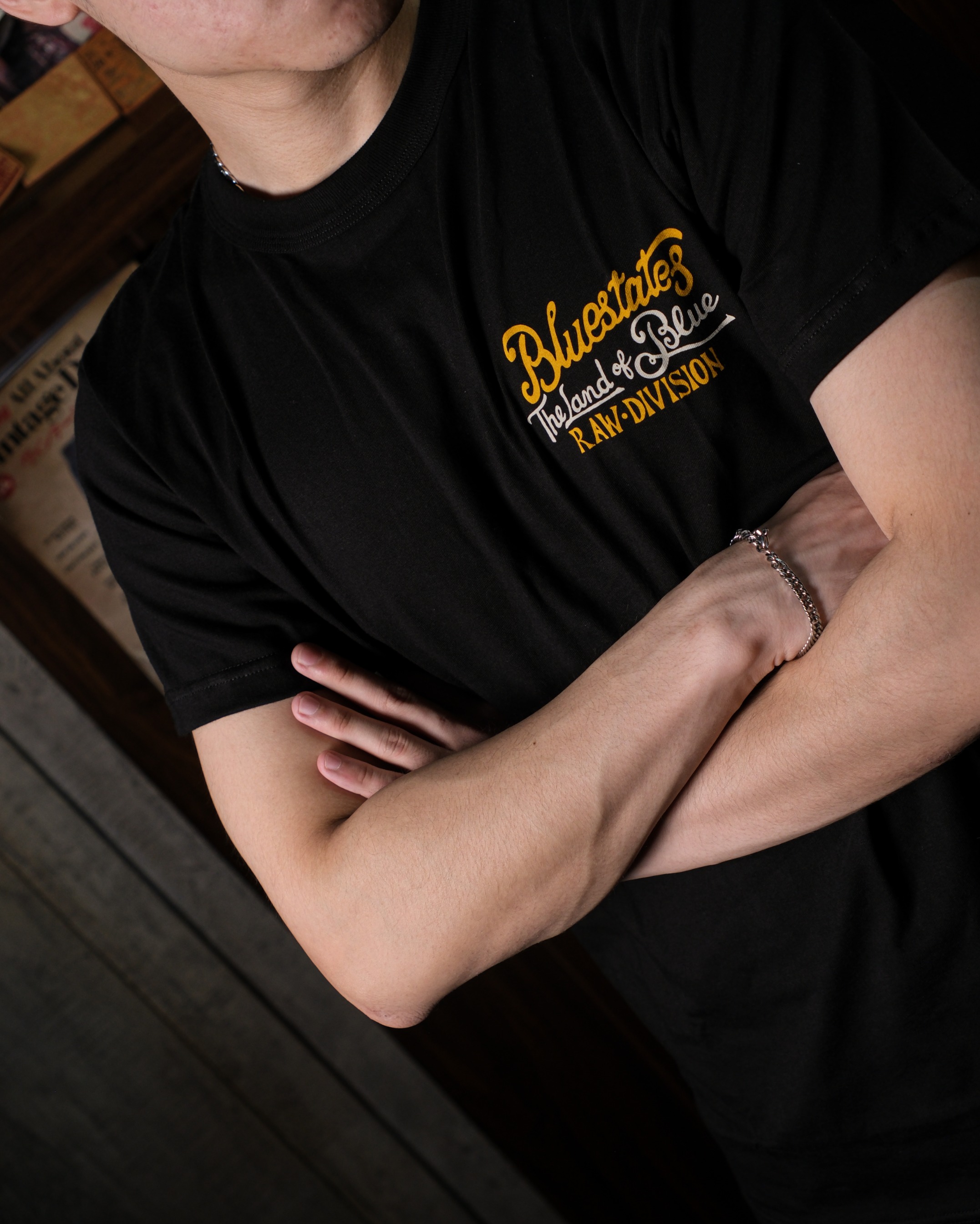 Bluestates Vintage Basic Black Tshirt Classic - Cotton combed 24s