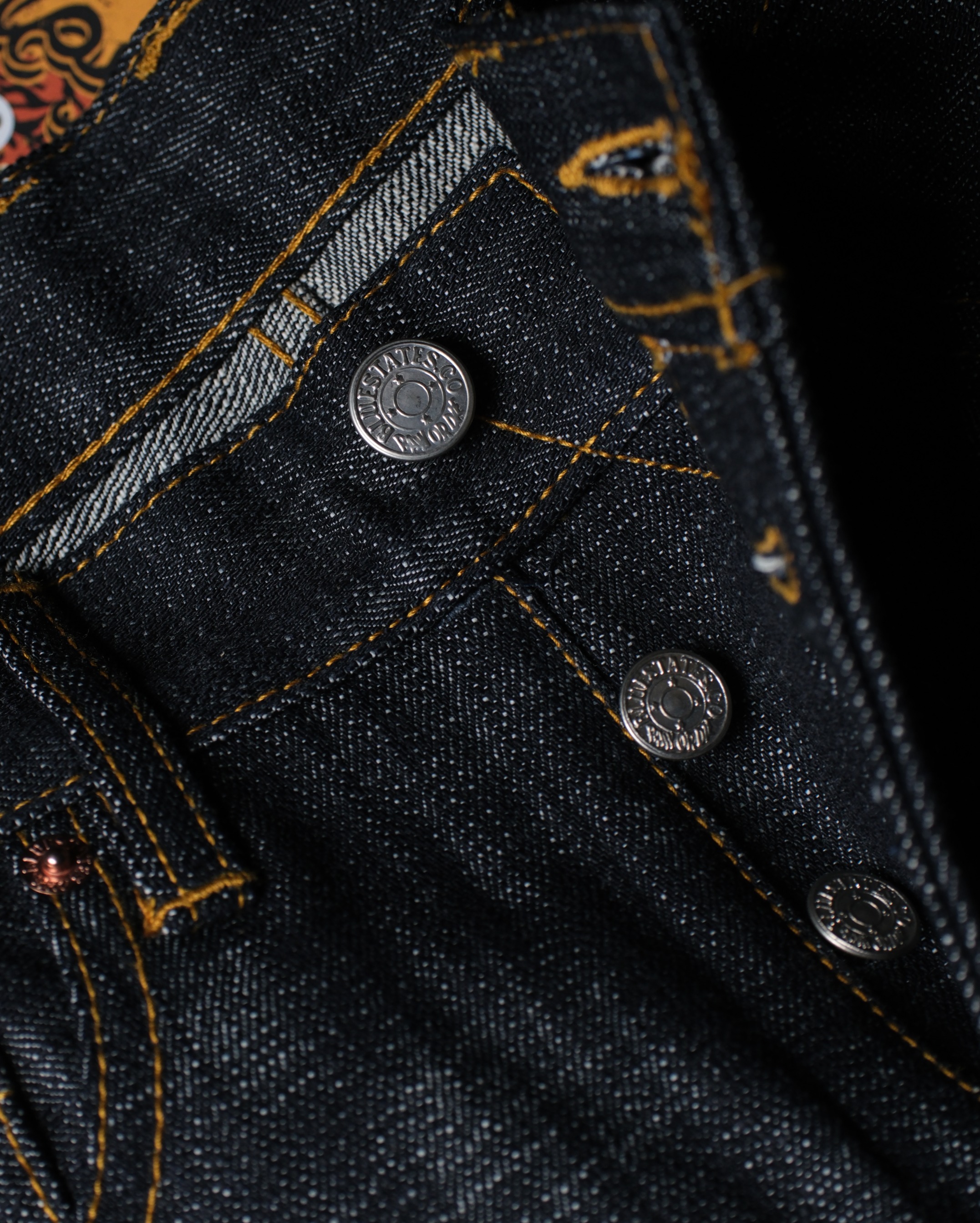 Raw Selvedge Denim - Oriental Tiger 14.75 oz Super Cross Slub Sanforized Selvedge Slim Straight / Slim Fit Jeans Bluestates