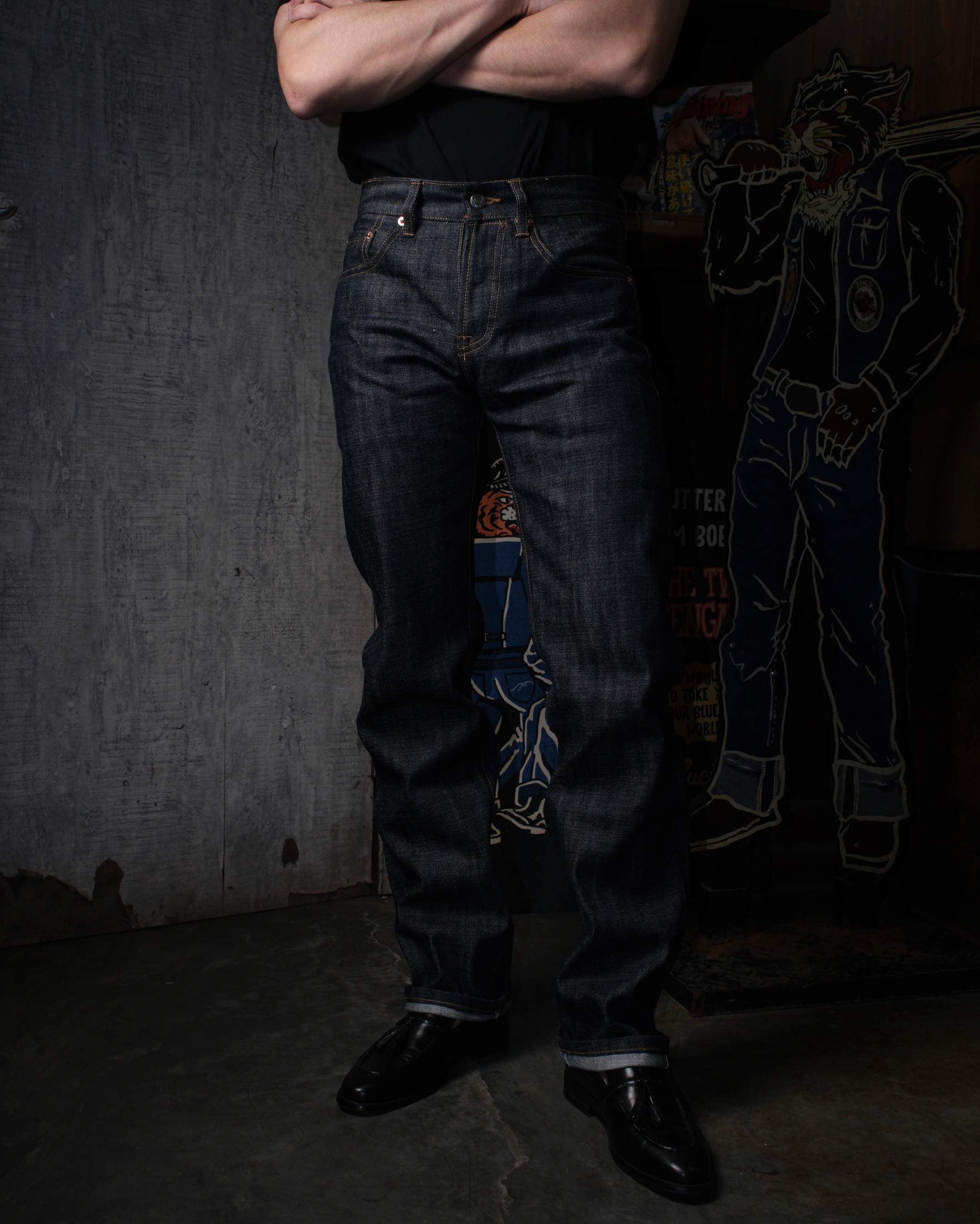 Raw Selvedge Denim - Oriental Tiger 14.75 oz Super Cross Slub Sanforized Selvedge Slim Straight / Slim Fit Jeans Bluestates