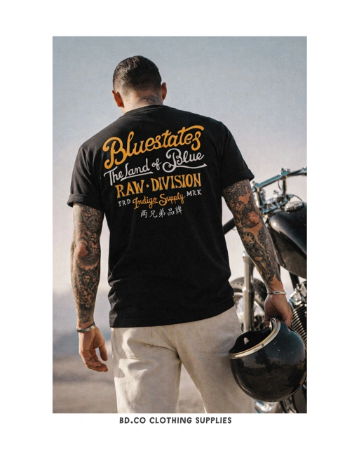Image of Bluestates Vintage Basic Black Tshirt Classic - Cotton combed 24s