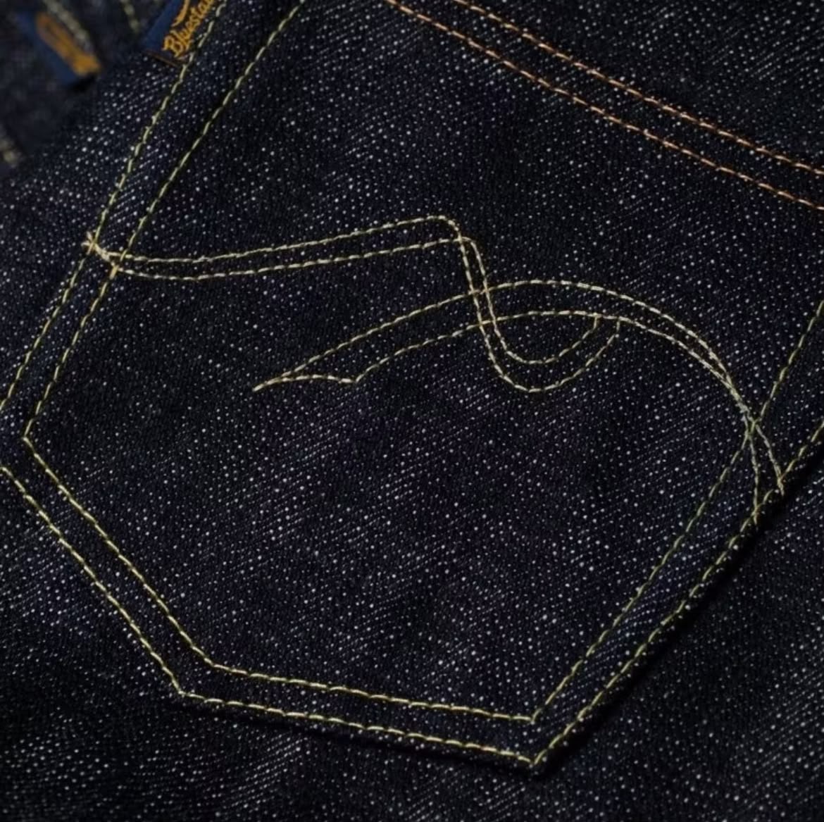 Bluestates 21.7oz Heavyweight Denim Selvedge Pants - Deep indigo Blue Porcelain sanforized Slim Straight jeans