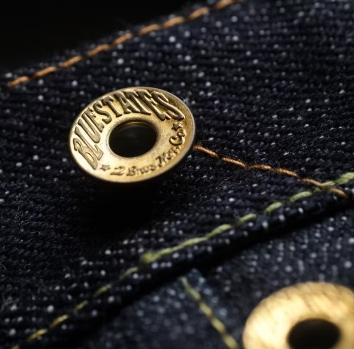 Bluestates 21.7oz Heavyweight Denim Selvedge Pants - Deep indigo Blue Porcelain sanforized Slim Straight jeans