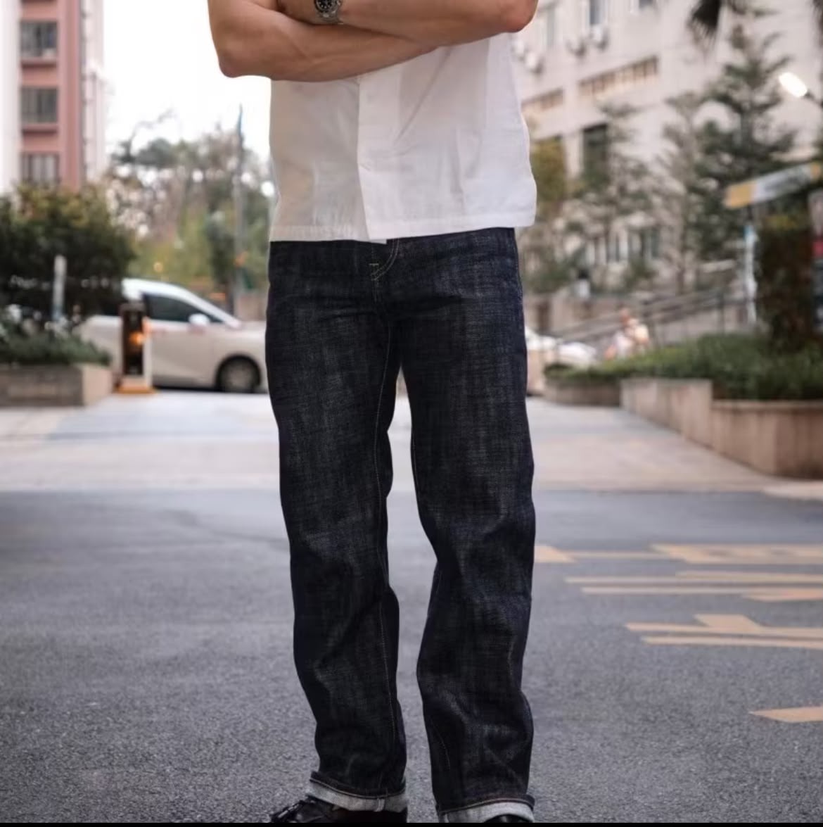 Bluestates 21.7oz Heavyweight Denim Selvedge Pants - Deep indigo Blue Porcelain sanforized Slim Straight jeans