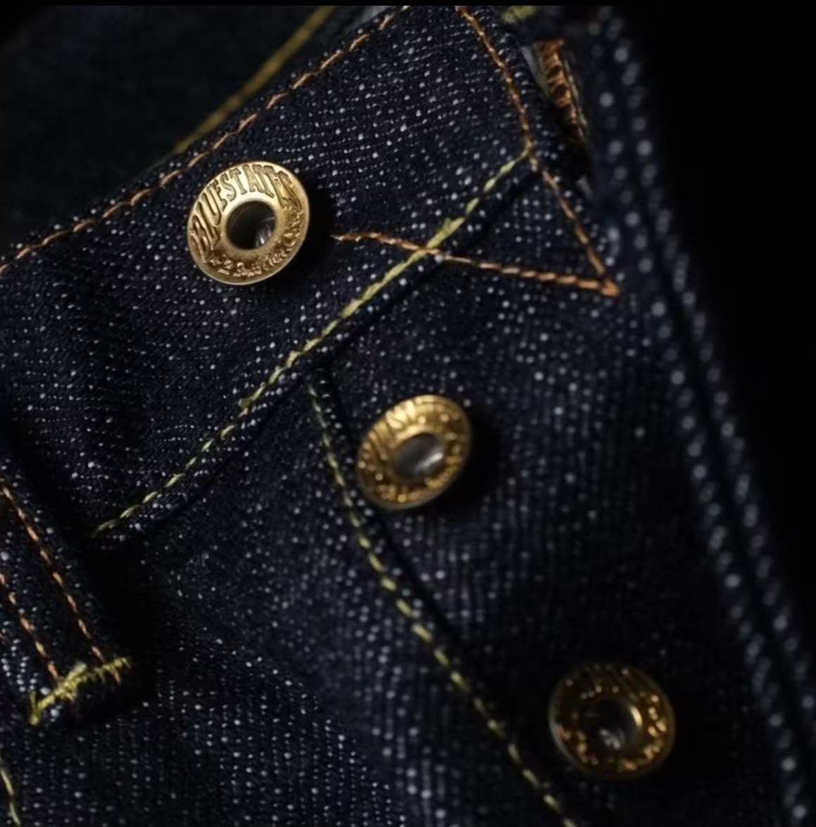 Bluestates 21.7oz Heavyweight Denim Selvedge Pants - Deep indigo Red Porcelain sanforized Slim Straight jeans
