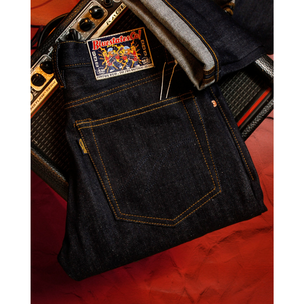 Tiger Cult 14oz Raw Denim Bluestates with selvedge accent / blue indigo / slim straight