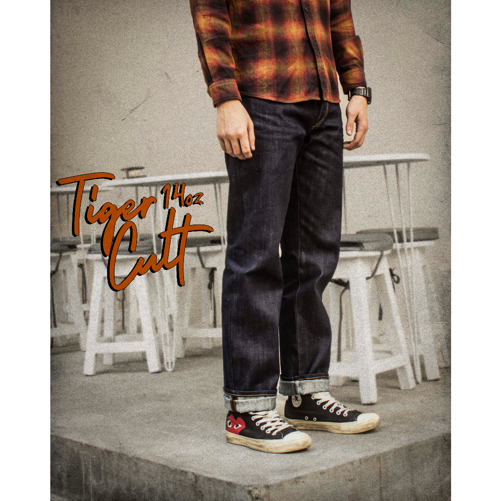 Tiger Cult 14oz Raw Denim Bluestates with selvedge accent / blue indigo / slim straight