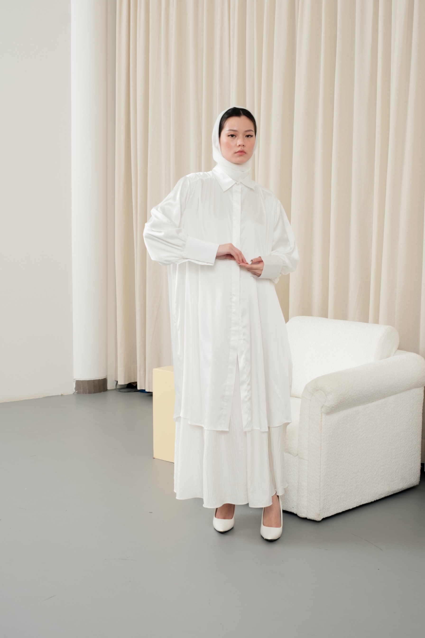 Renee Long Shirt in Broken White - Darlene Series