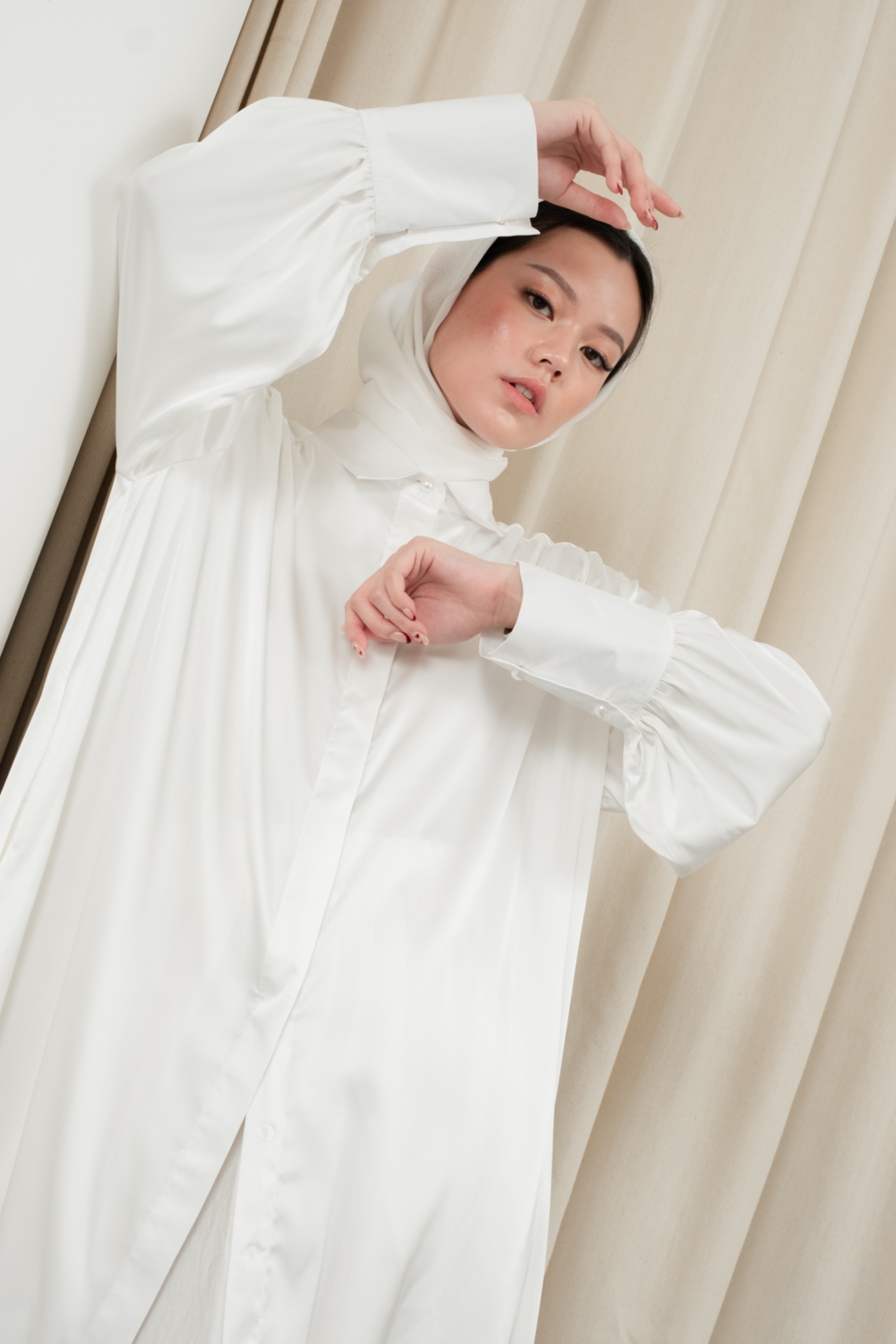 Renee Long Shirt in Broken White - Darlene Series