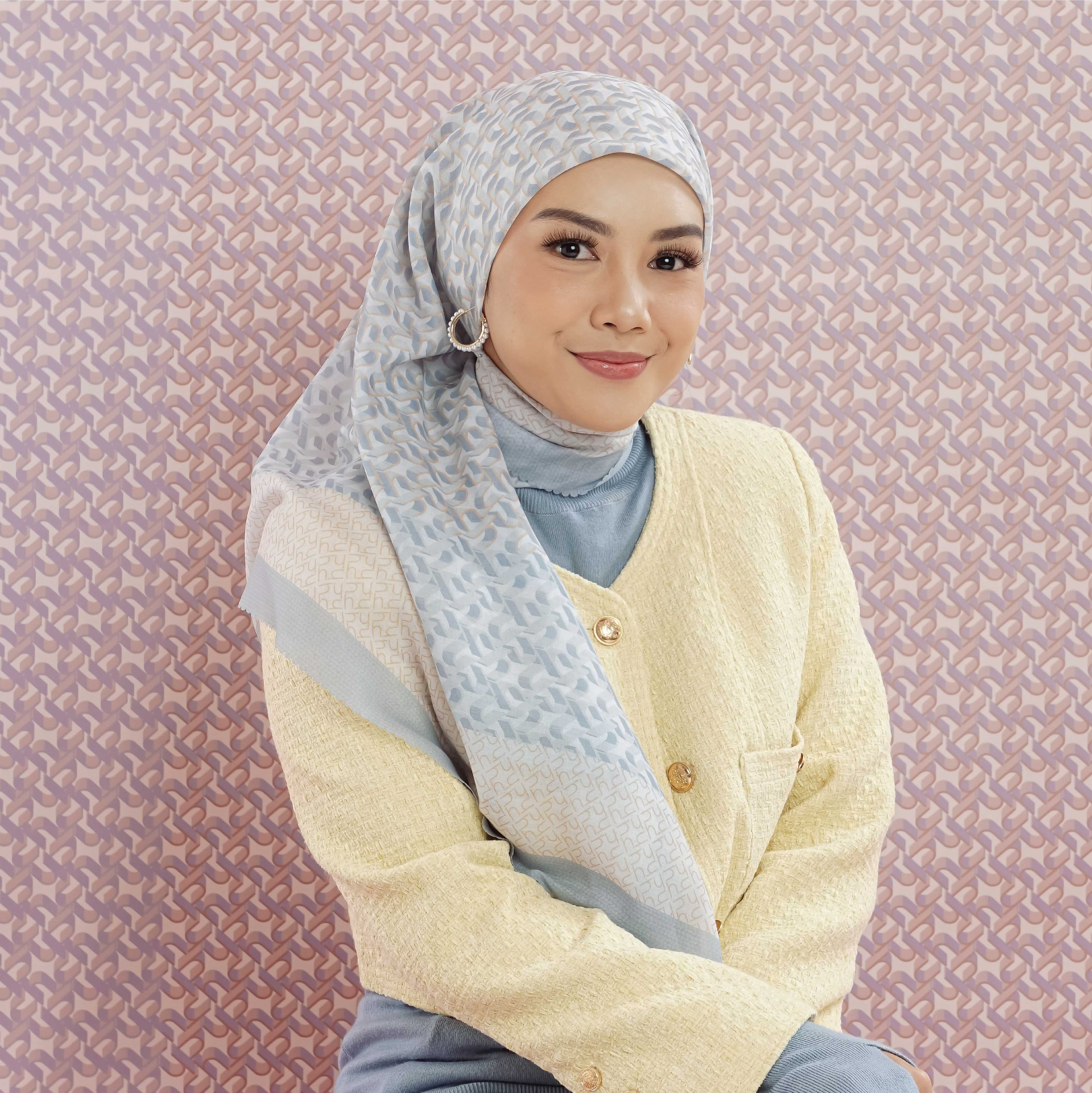 Halwa Scarf Monogram Jubilee Baby Blue
