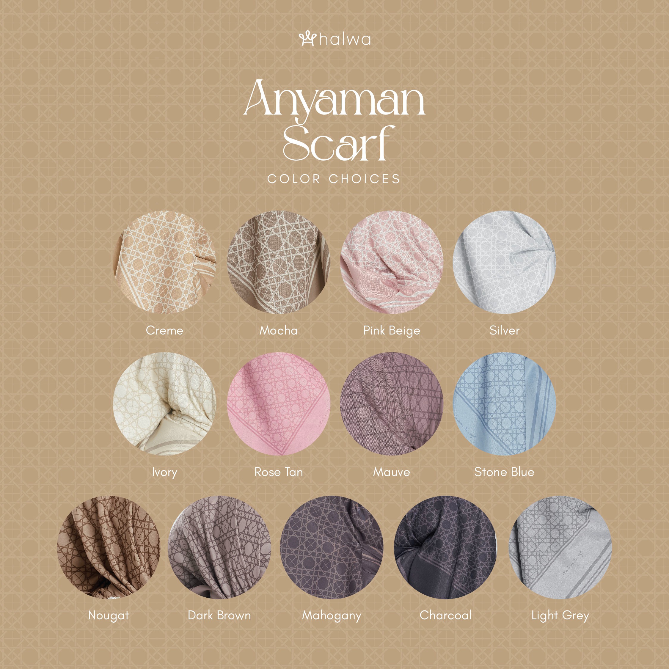 Halwa Scarf Anyaman Charcoal