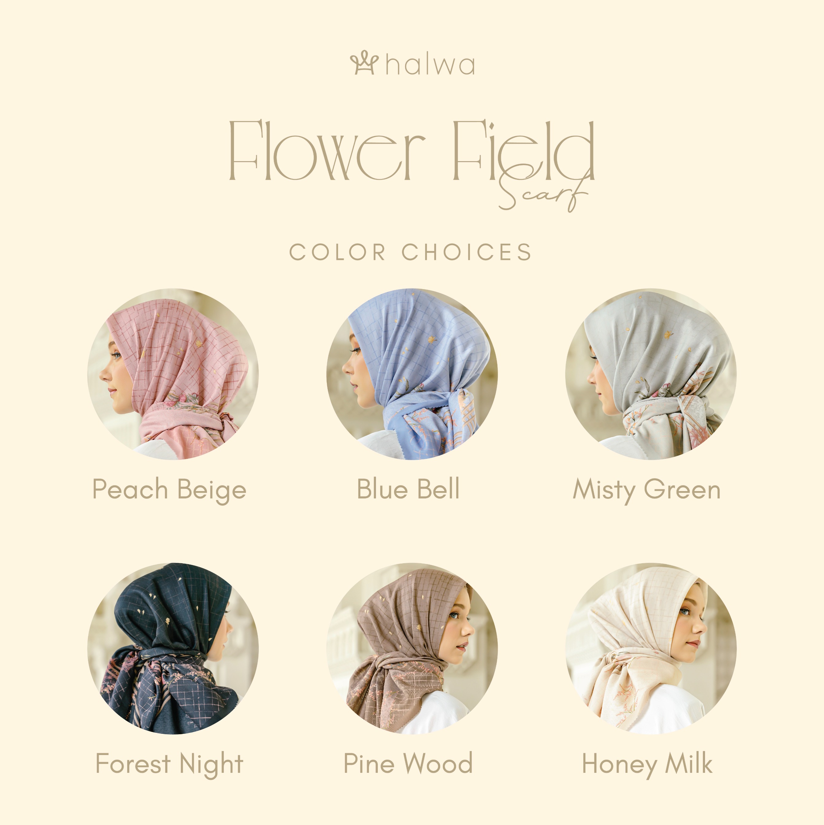 Halwa Scarf Flower Field Forest Night