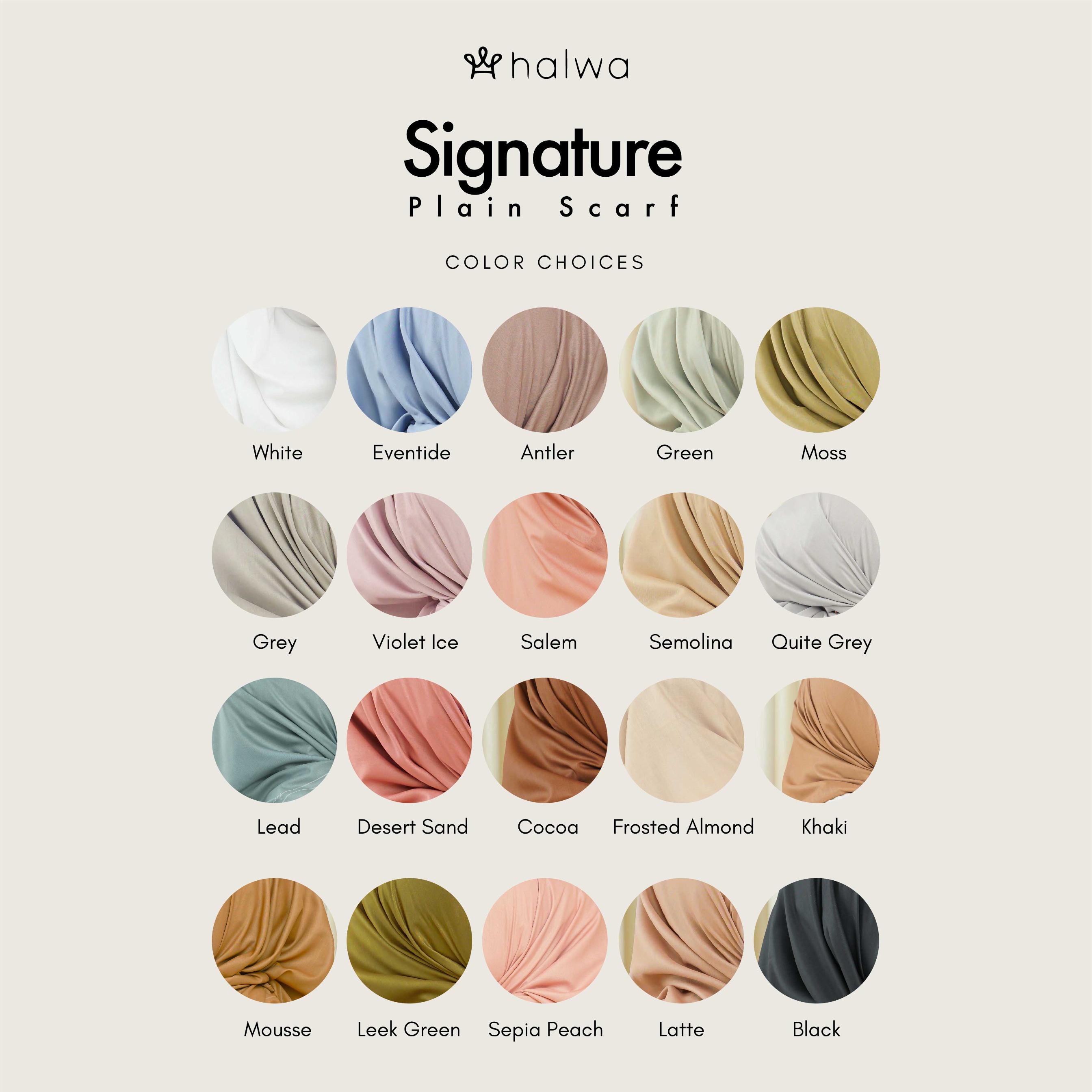 Halwa Signature Plain Moss Scarf