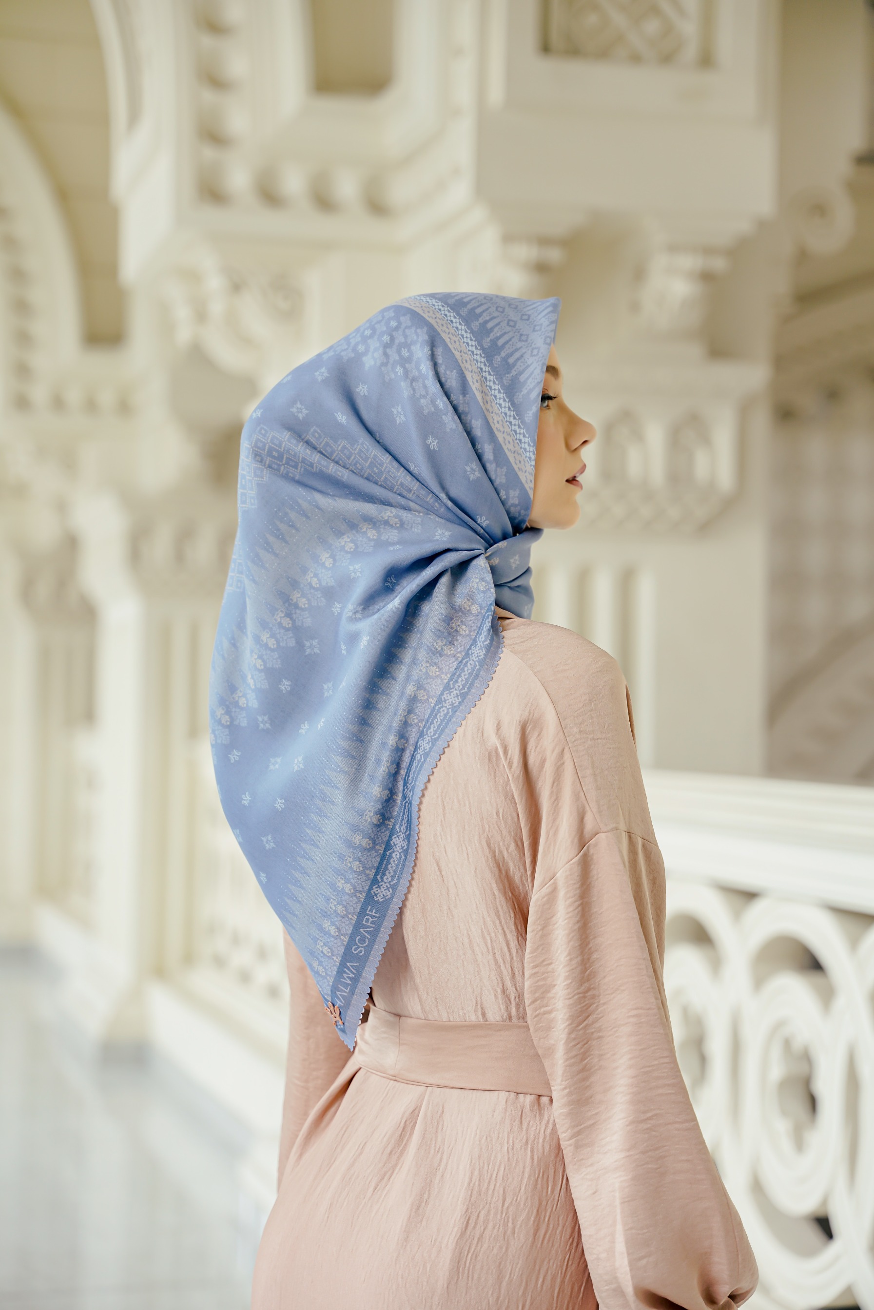 Halwa Scarf Songket Dusty Blue Reborn