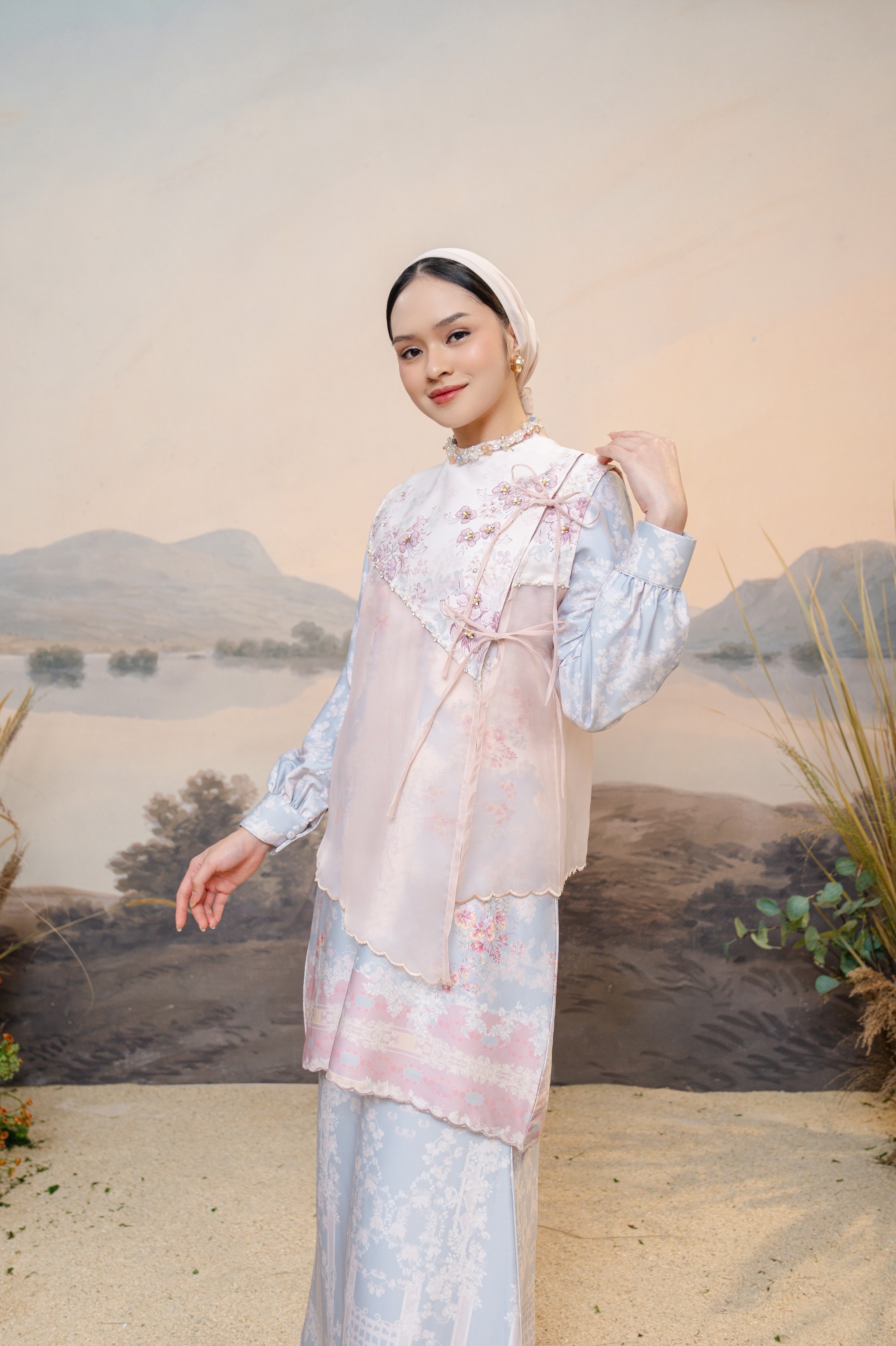 PO Puspita Kurung in Alice Blue