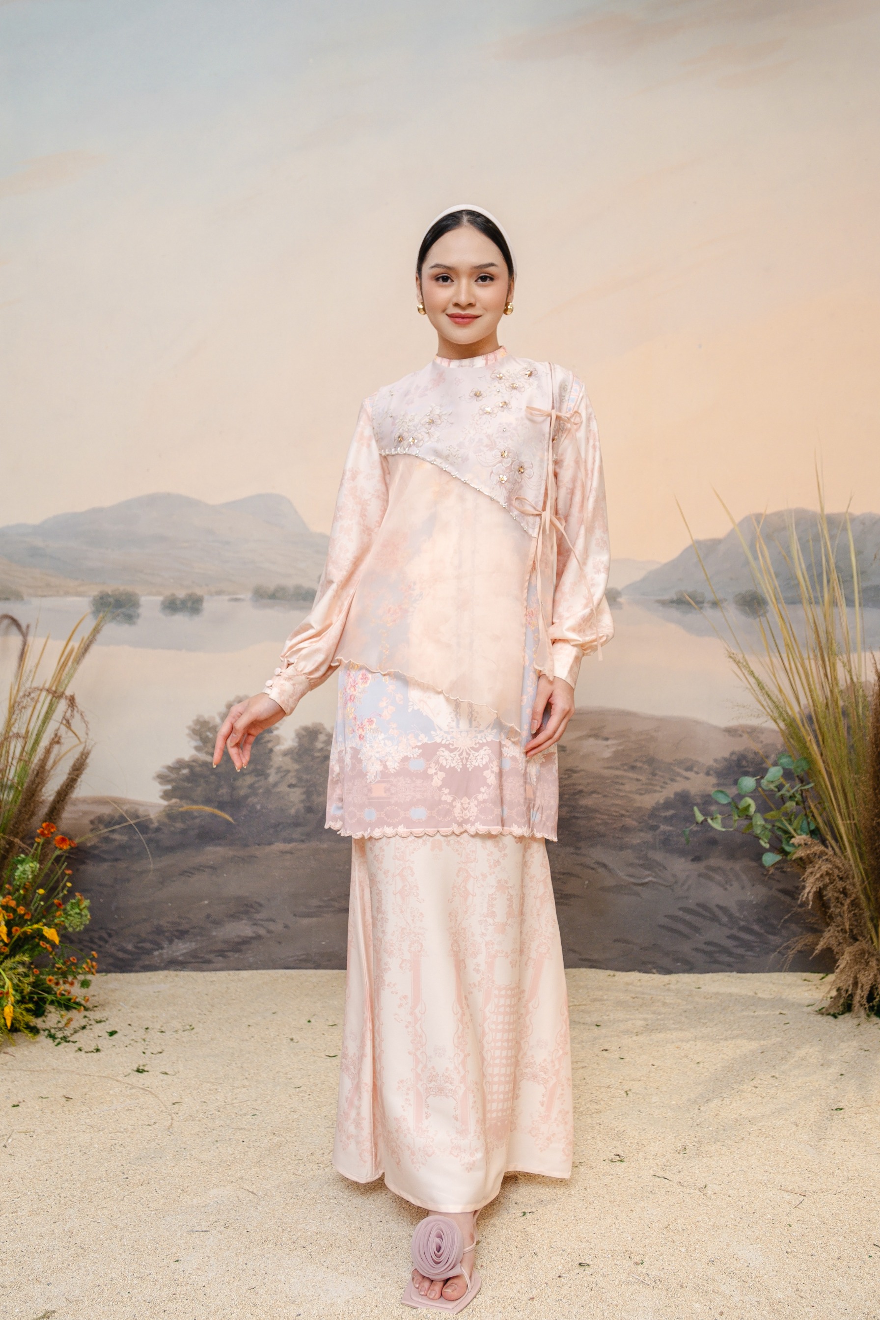 PO Puspita Kurung in Peony Peach