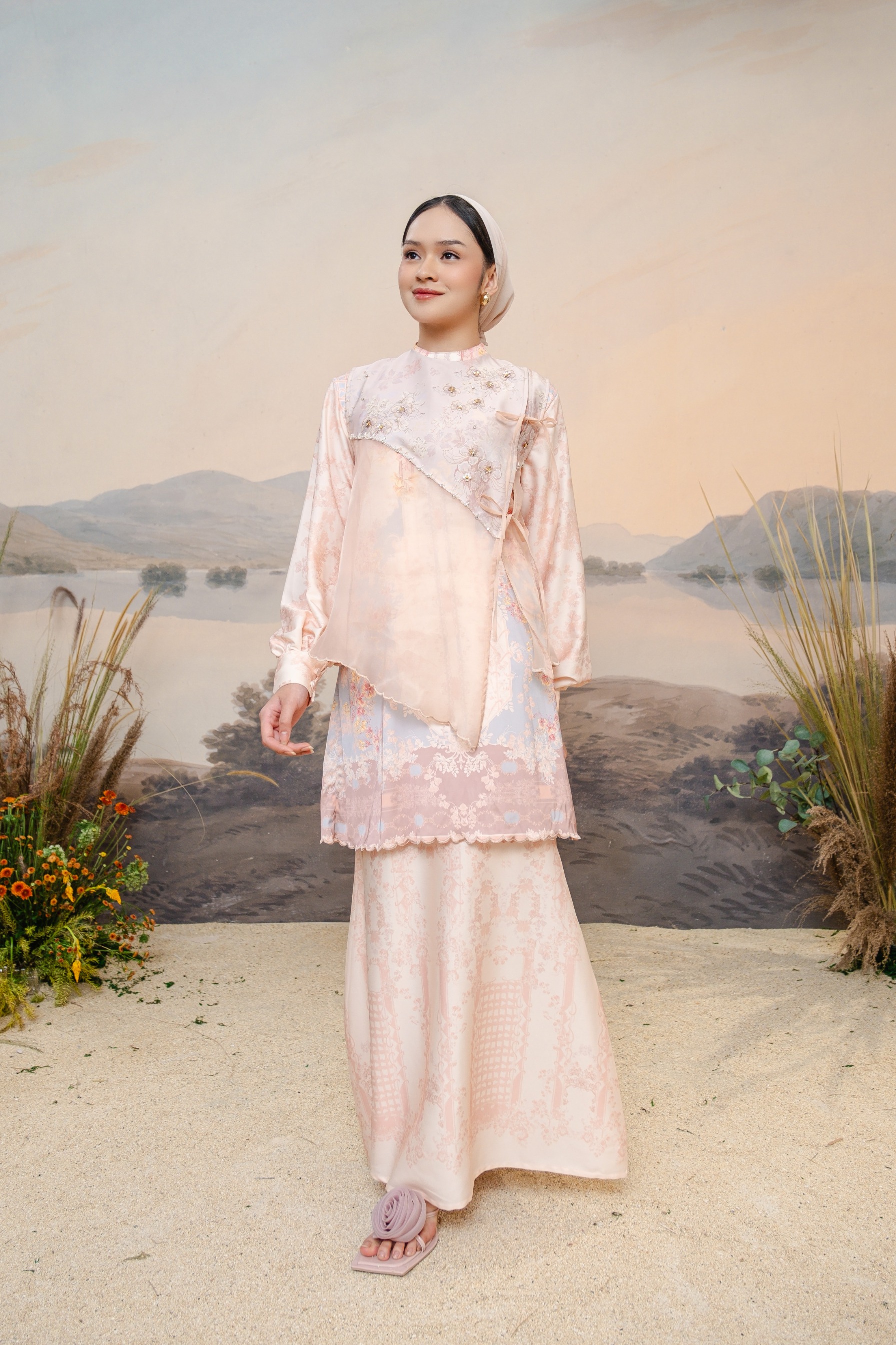 PO Puspita Kurung in Peony Peach