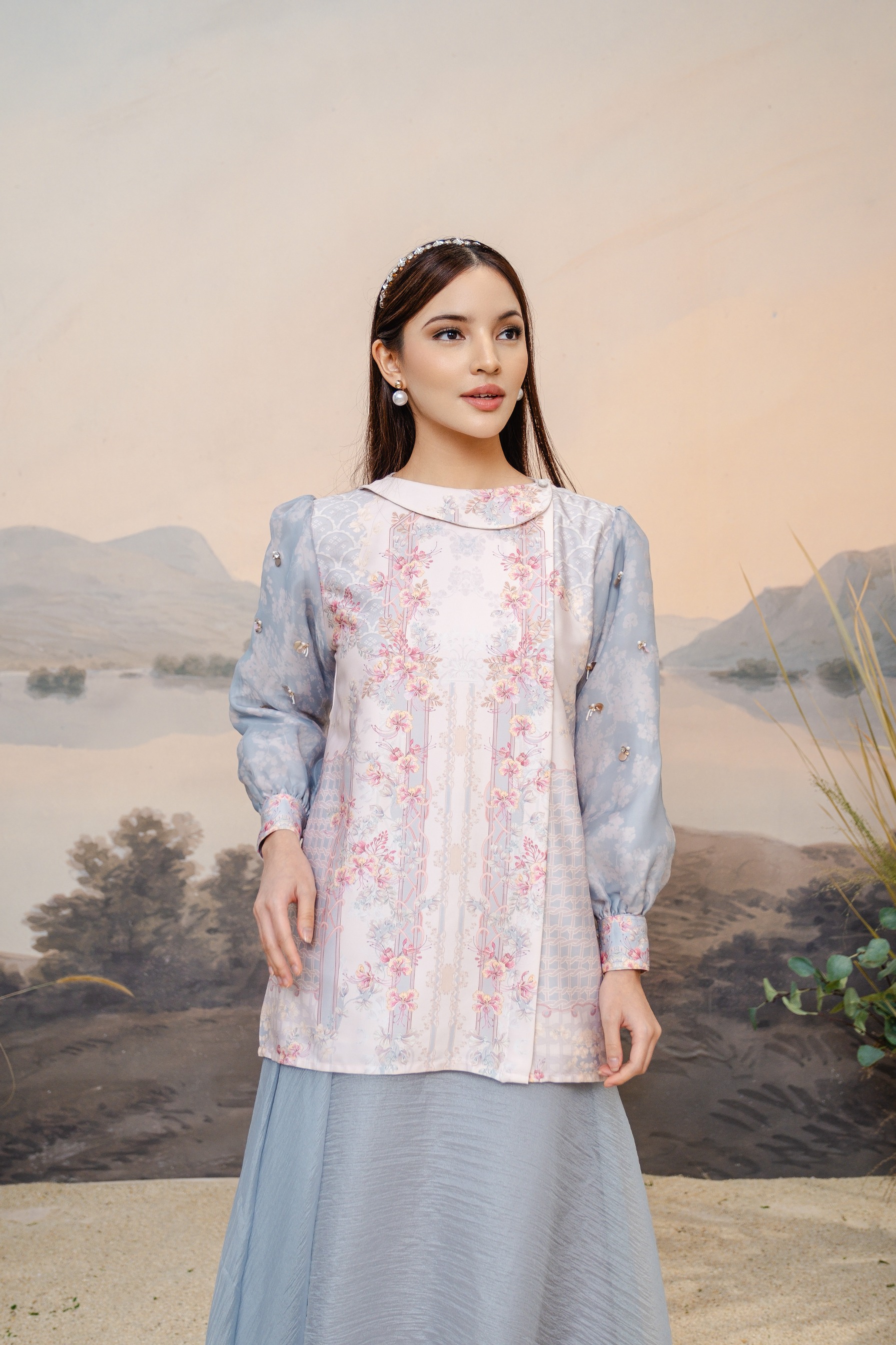 PO Puspita Blouse in Alice Blue