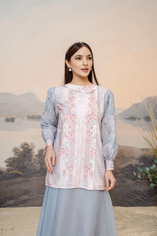 Image of PO Puspita Blouse in Alice Blue