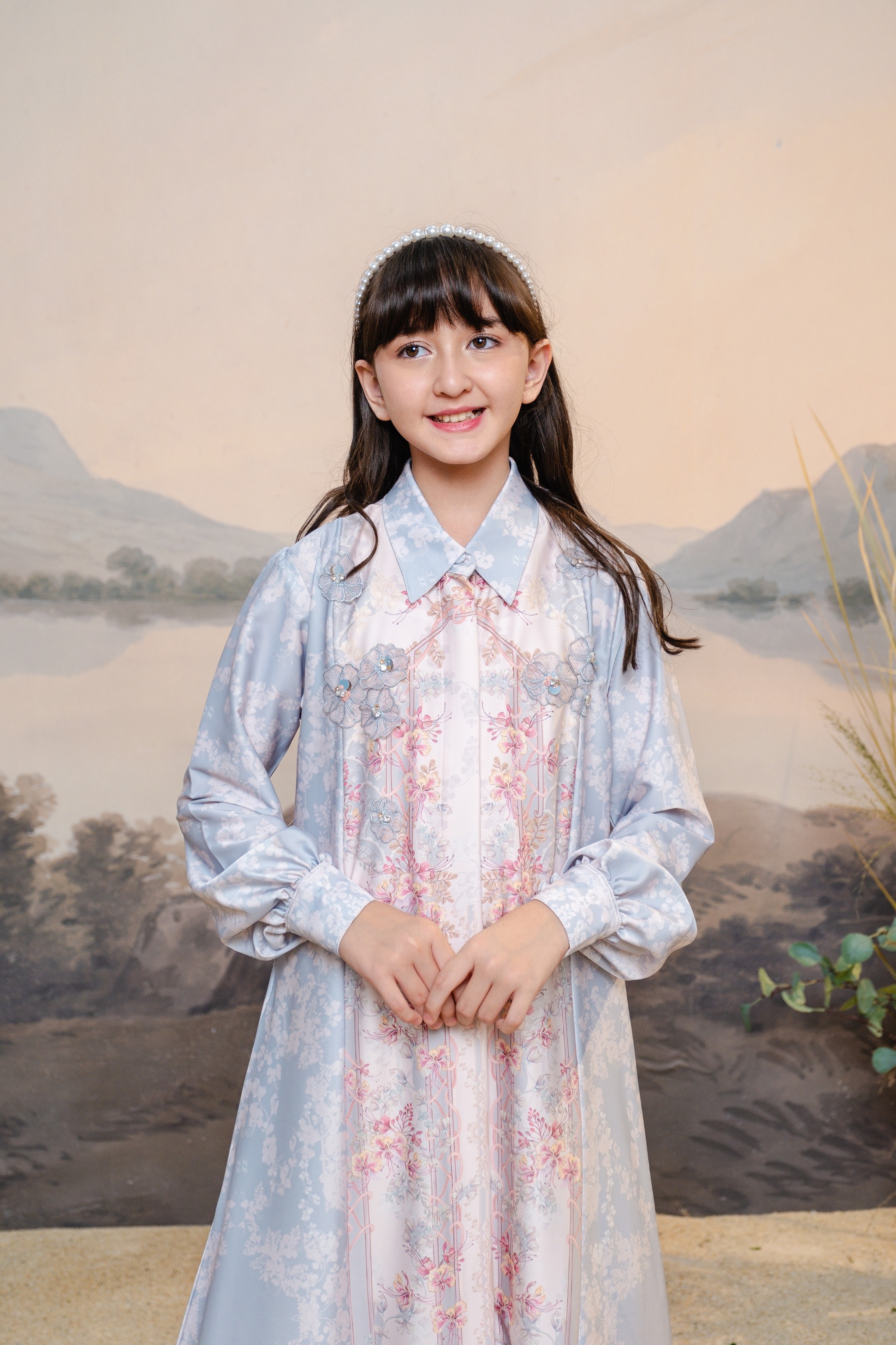PO Puspita Dress Kids in Alice Blue