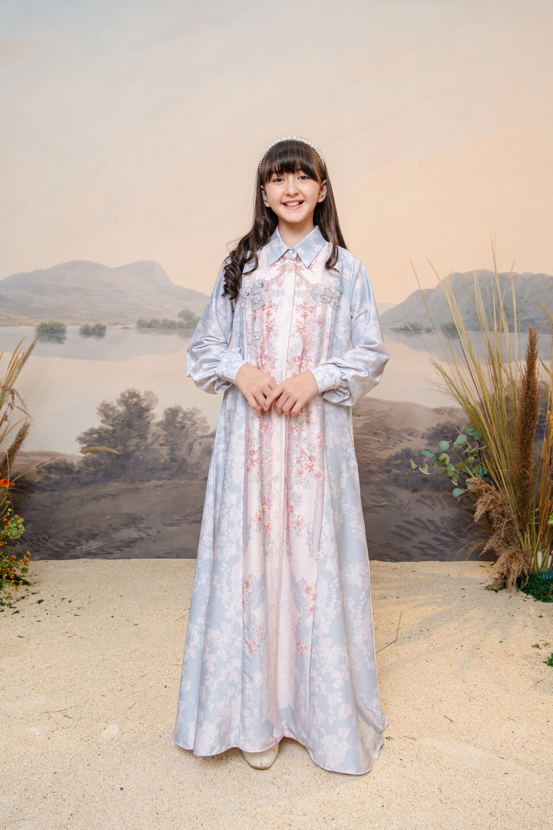 PO Puspita Dress Kids in Alice Blue