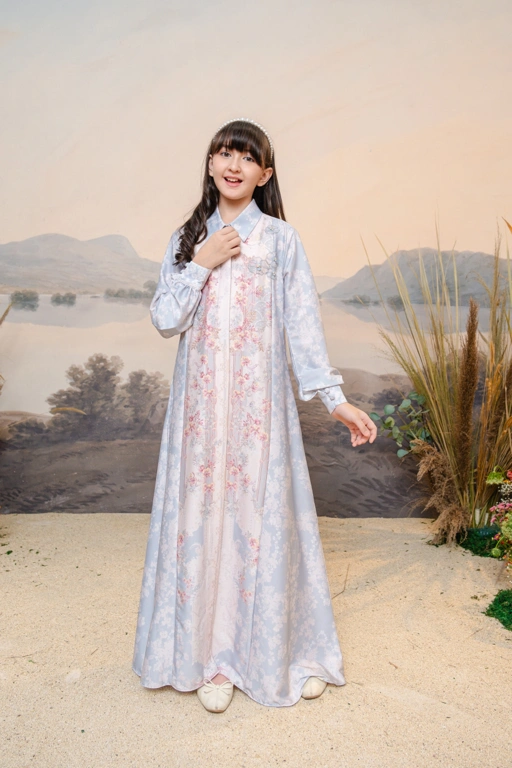 Image of PO Puspita Dress Kids in Alice Blue